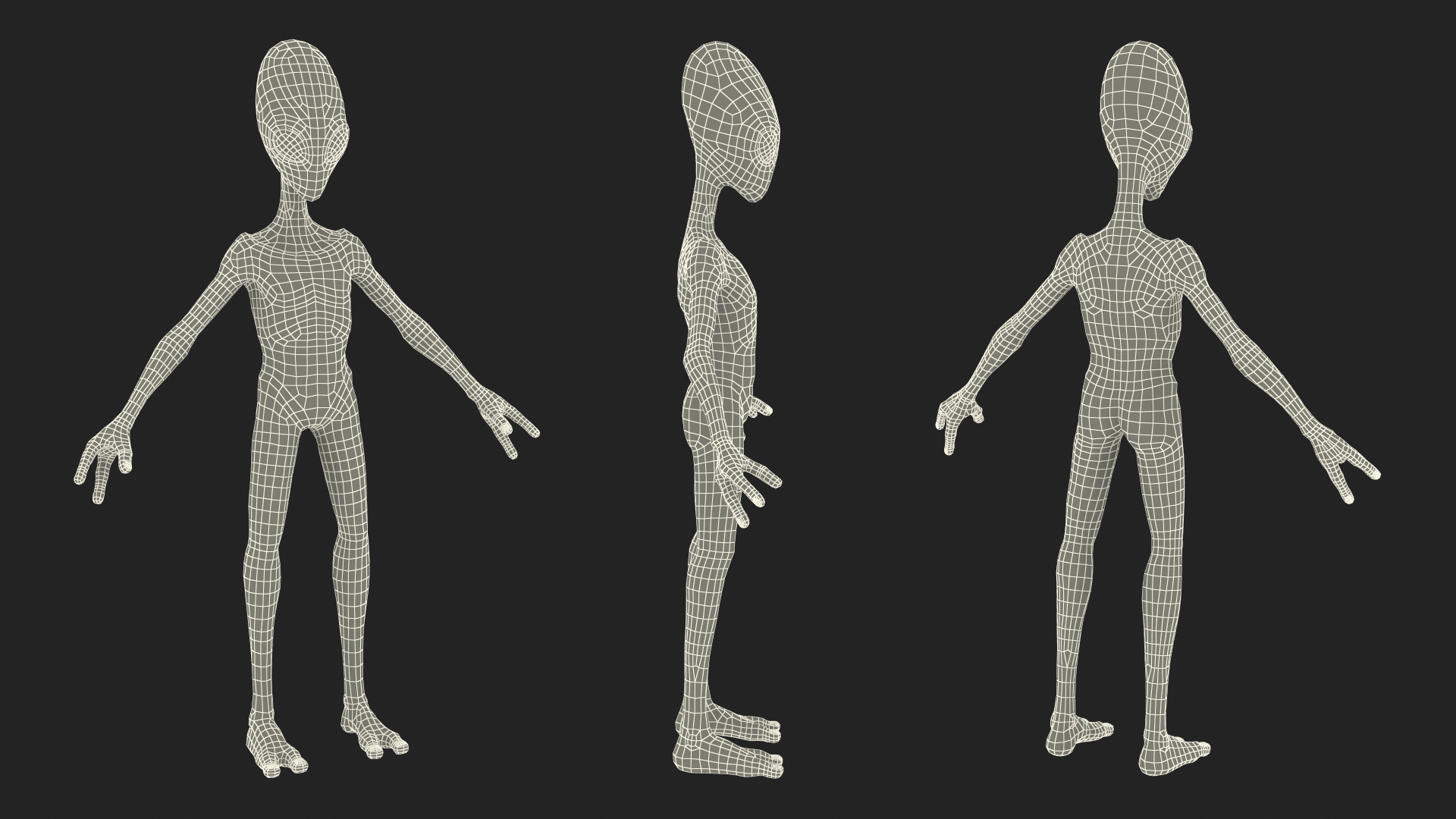 3D Green Alien Rigged model