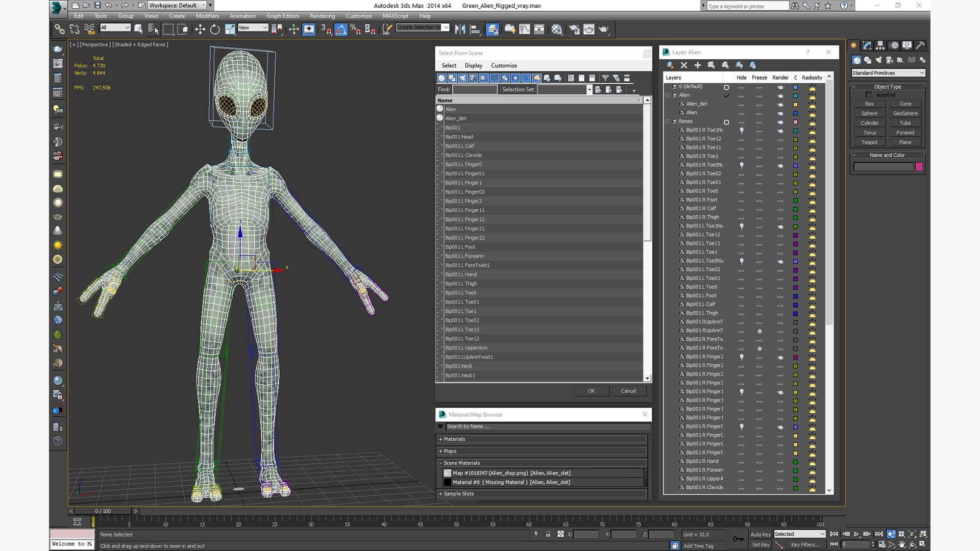 3D Green Alien Rigged model