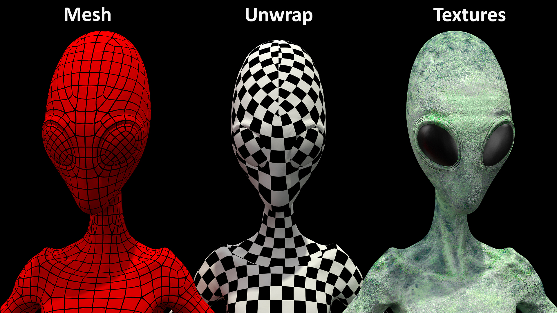 3D Green Alien Rigged model