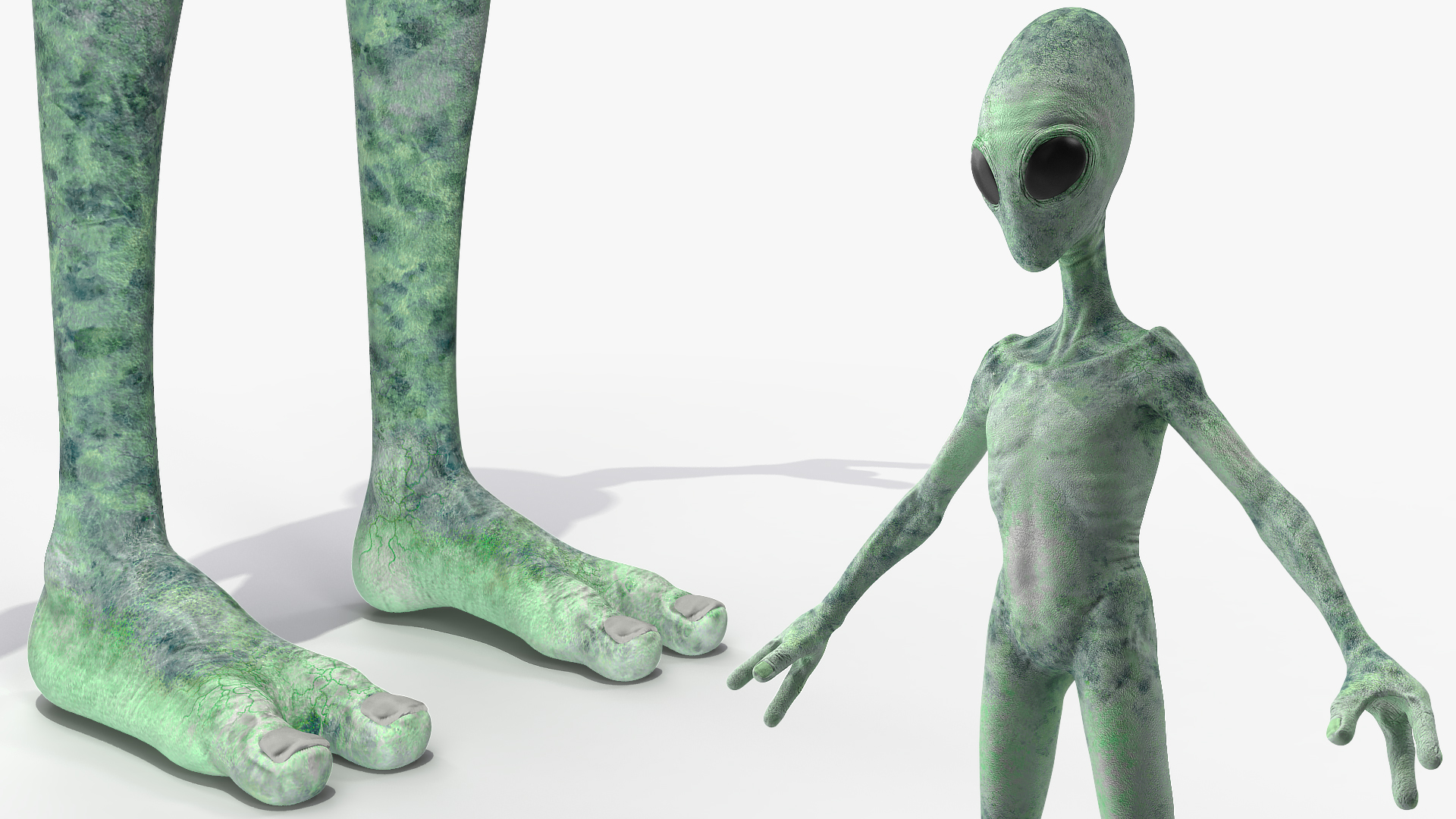 3D Green Alien Rigged model