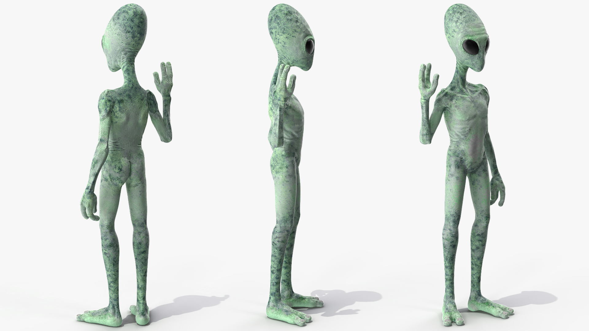 3D Green Alien Rigged model