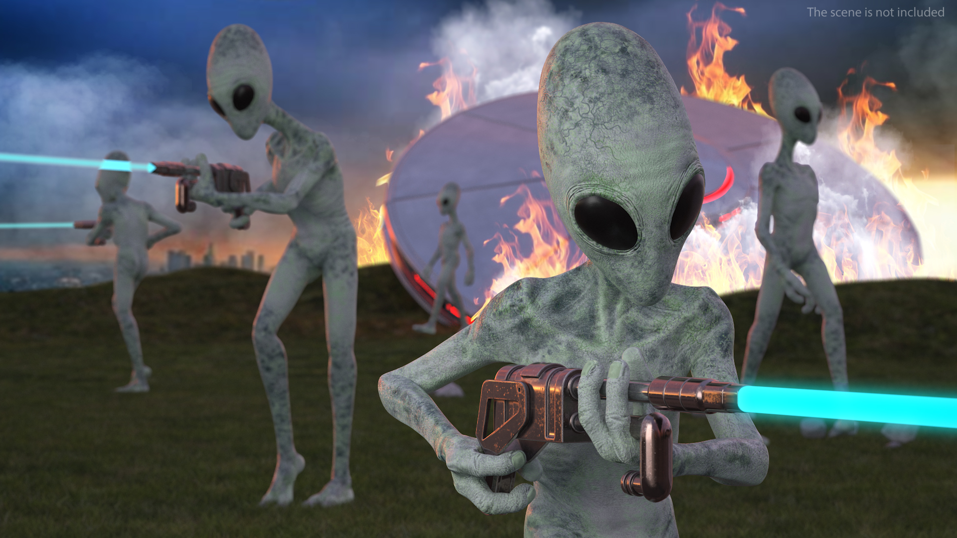 3D Green Alien Rigged model