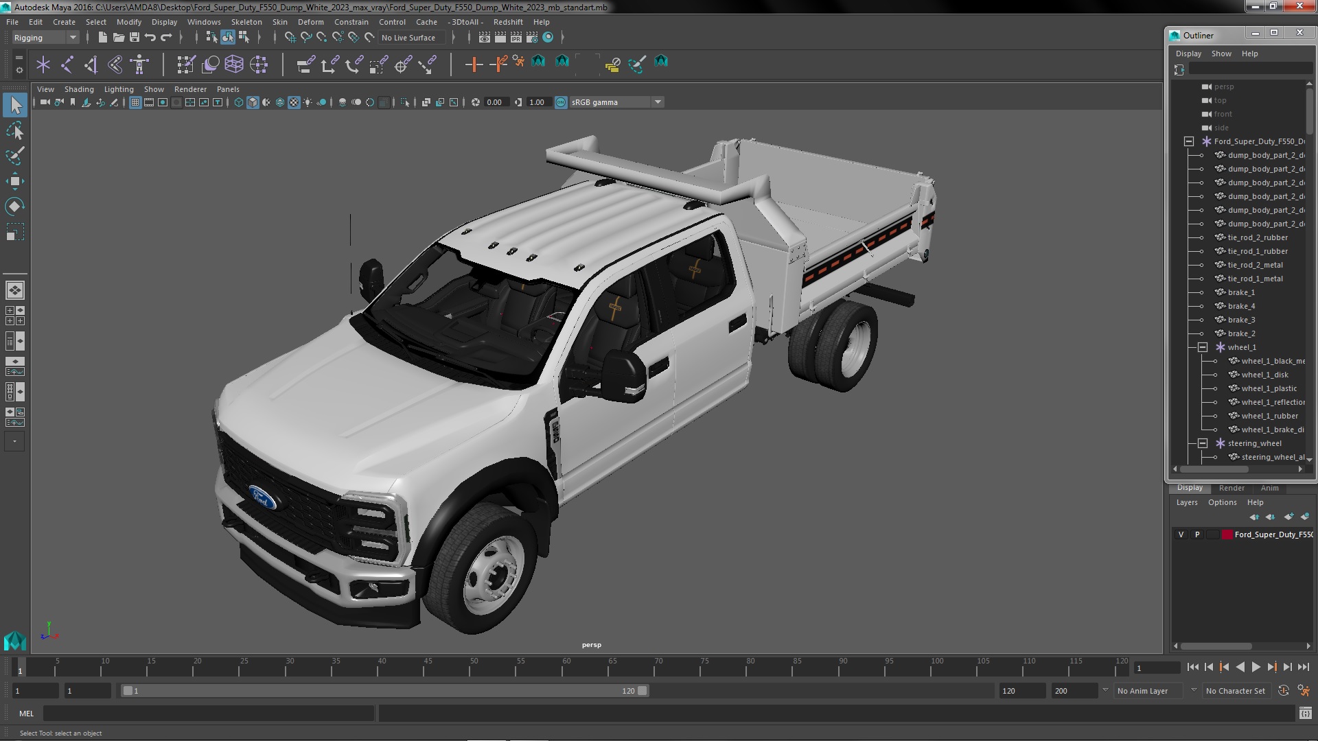 3D Ford Super Duty F550 Dump White 2023