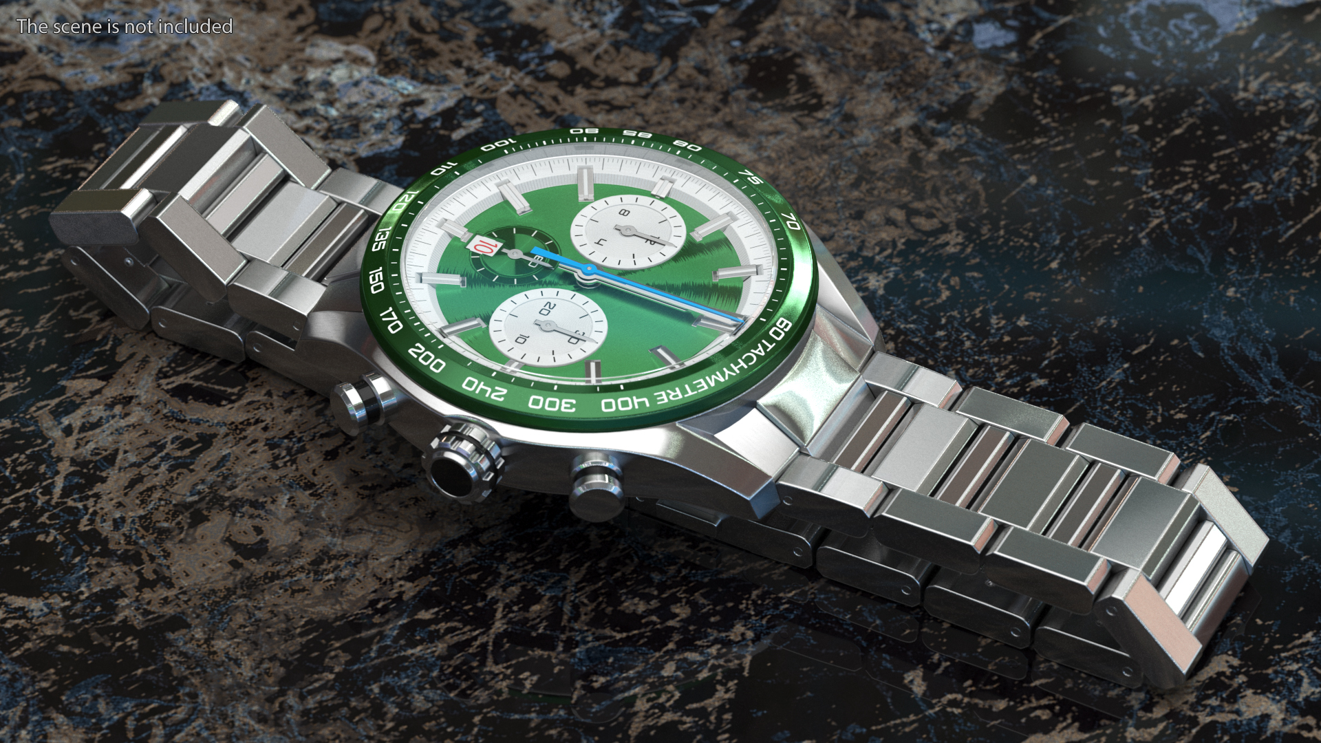 Dial Green Watch Open Strap 3D