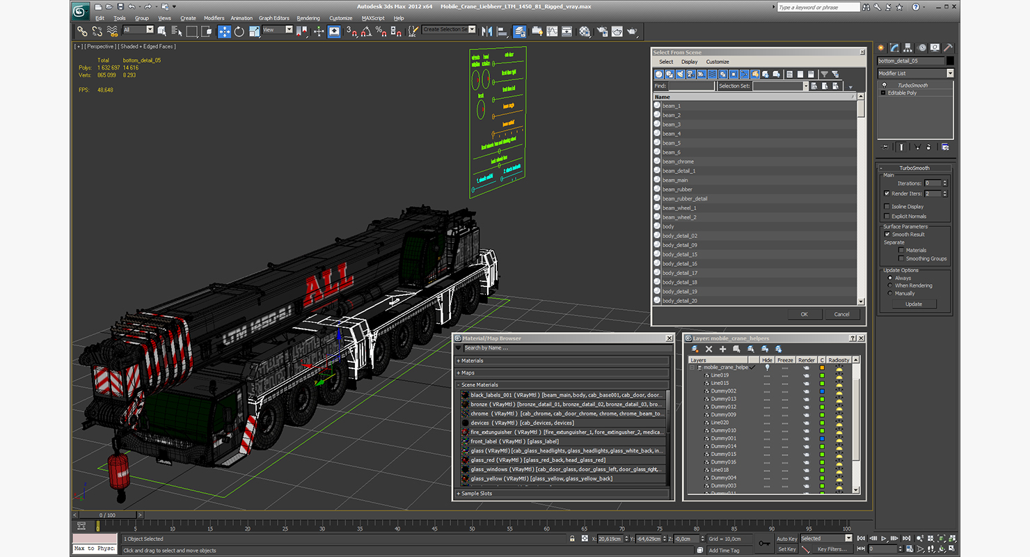 3D model Mobile Crane Liebherr LTM 1450 81 Rigged