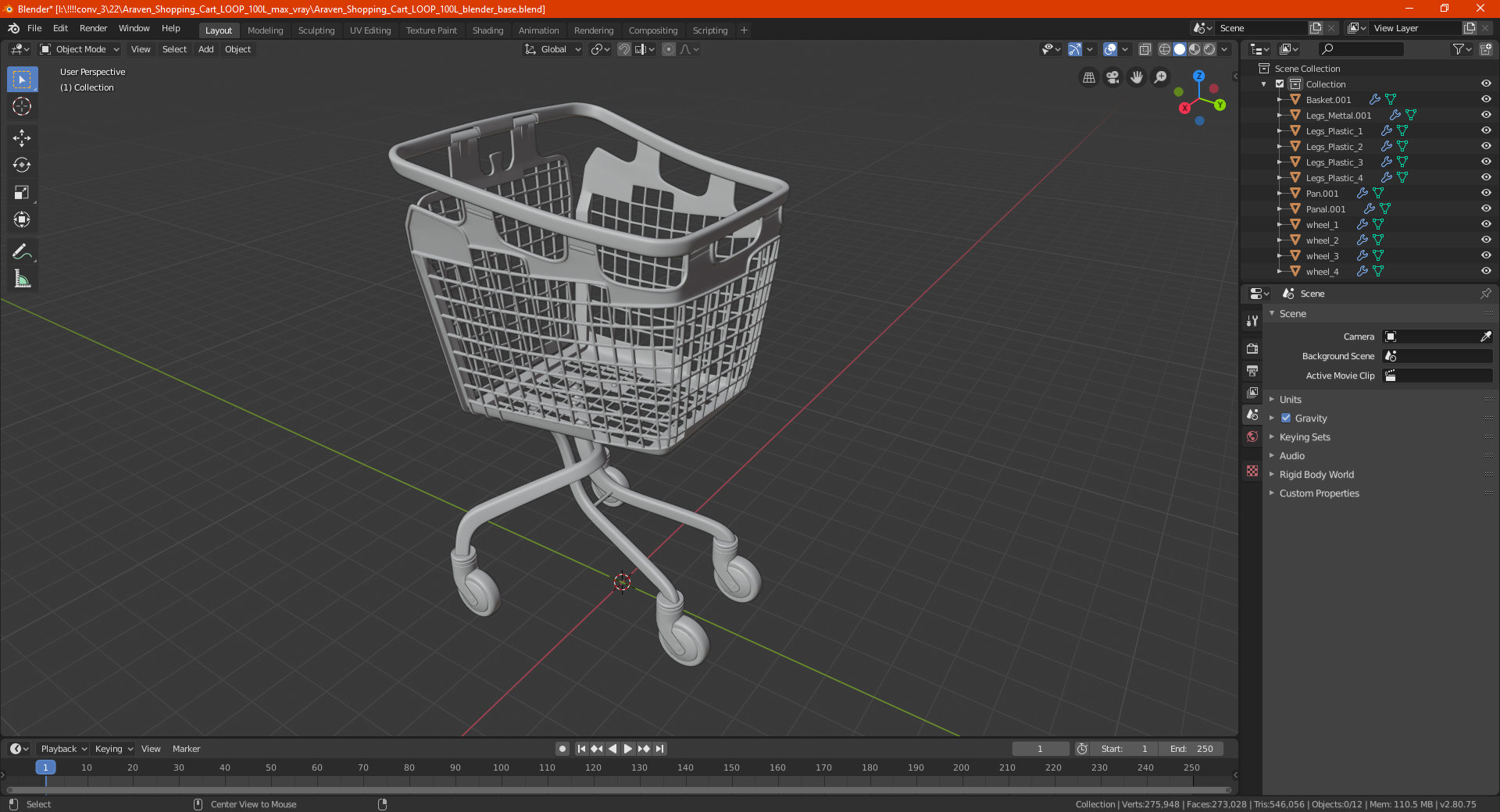 3D model Araven Shopping Cart LOOP 100L