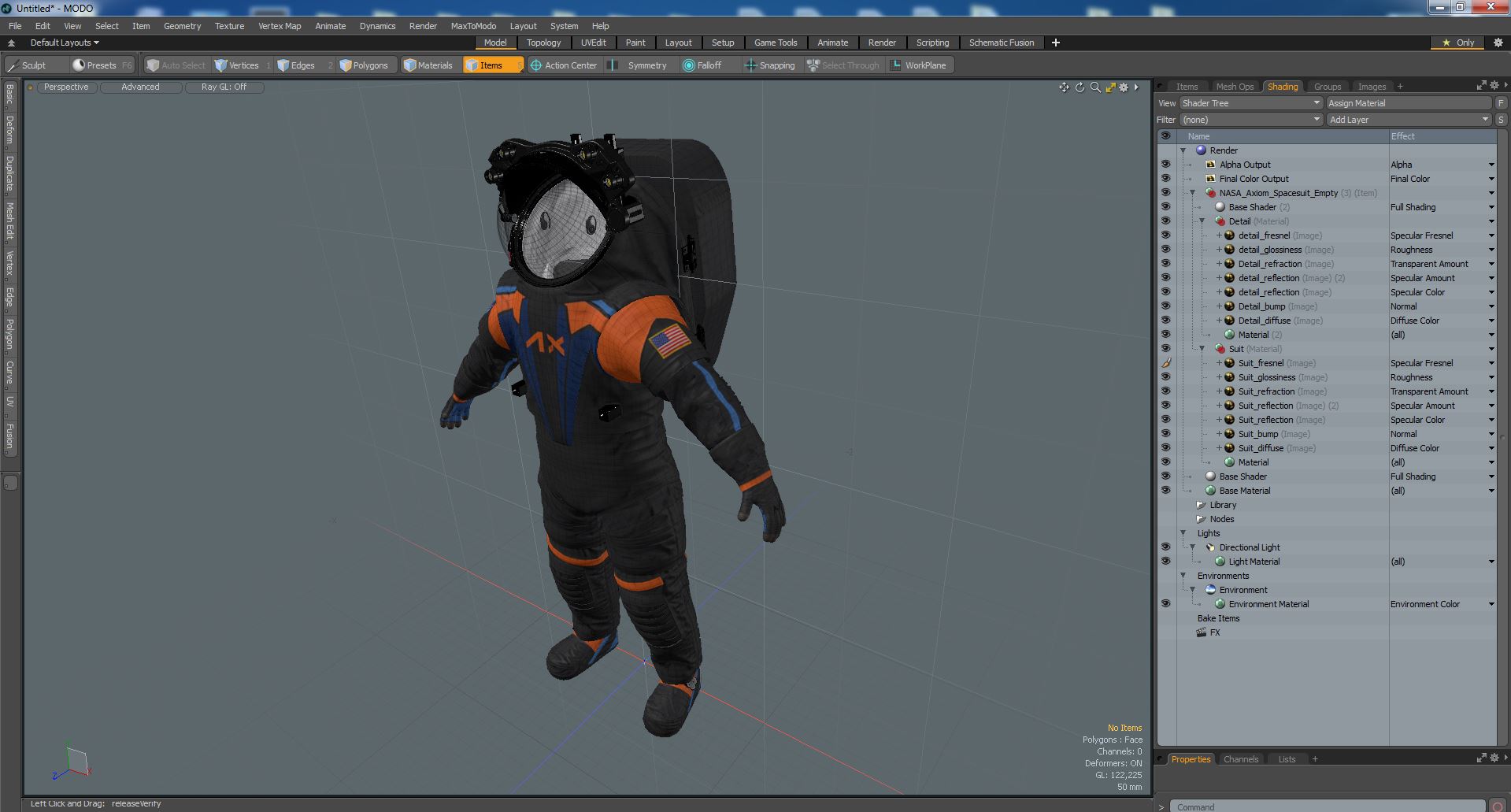 3D NASA Axiom Spacesuit Empty