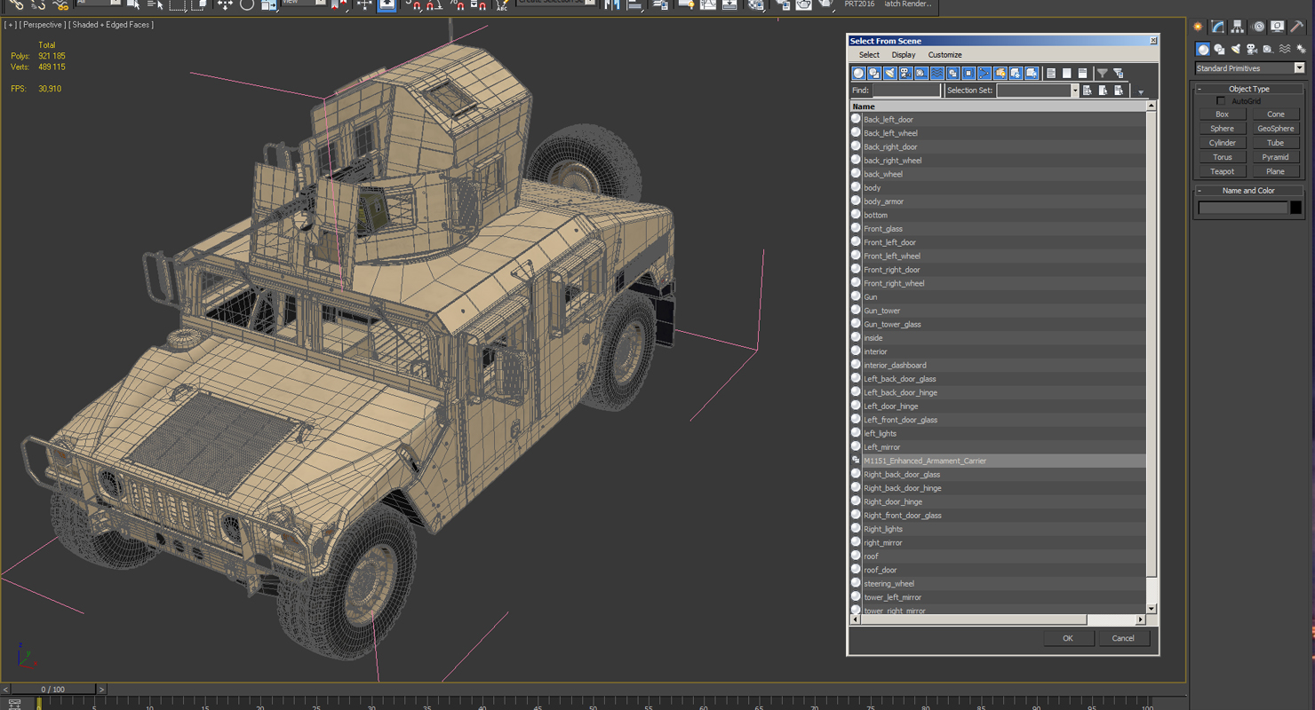 3D model Humvee M1151 Enhanced Armament Carrier Desert