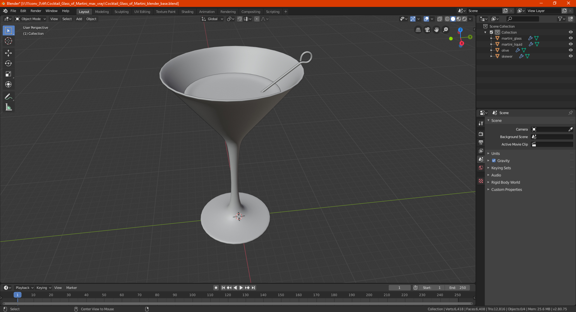 3D model Cocktail Glass of Martini