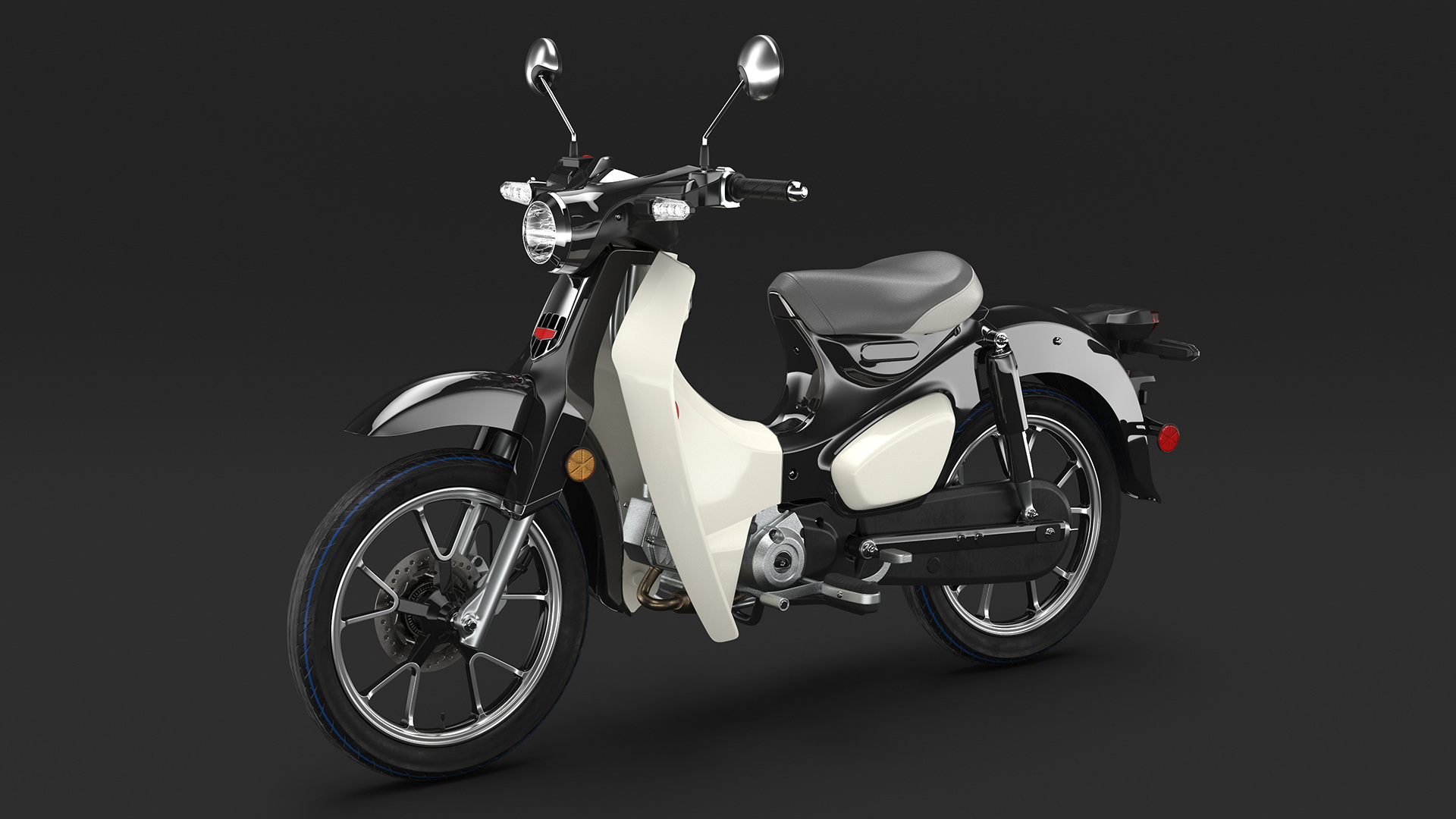 3D Vintage Scooter Black Rigged model