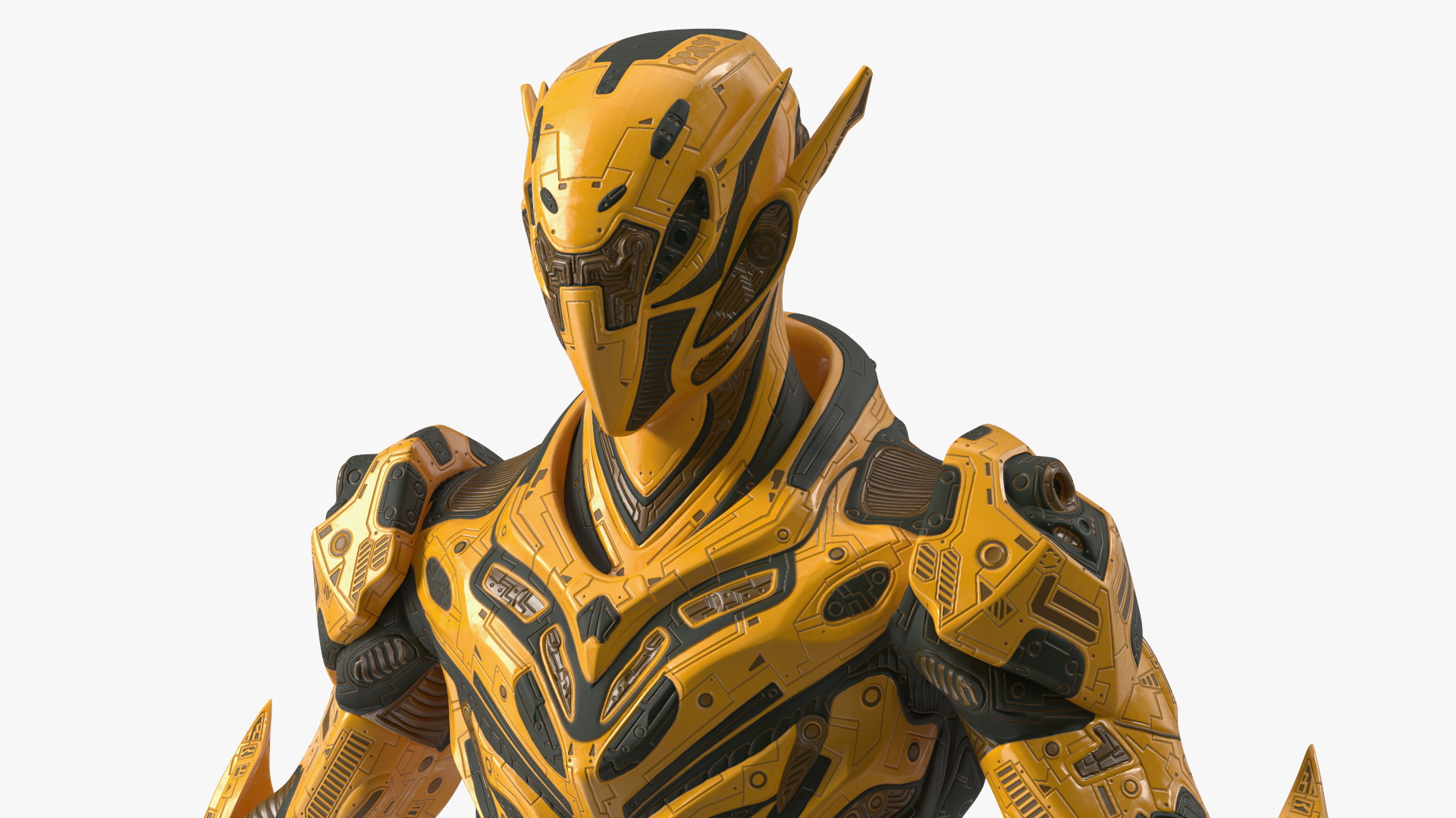 3D Sci-Fi Combat Robot Yellow Rigged model