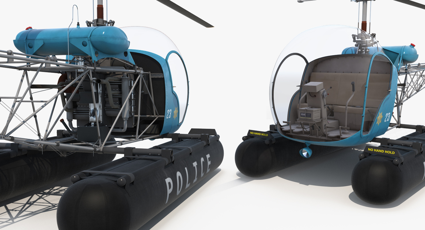 Bell 47 On Floats Police 3D model