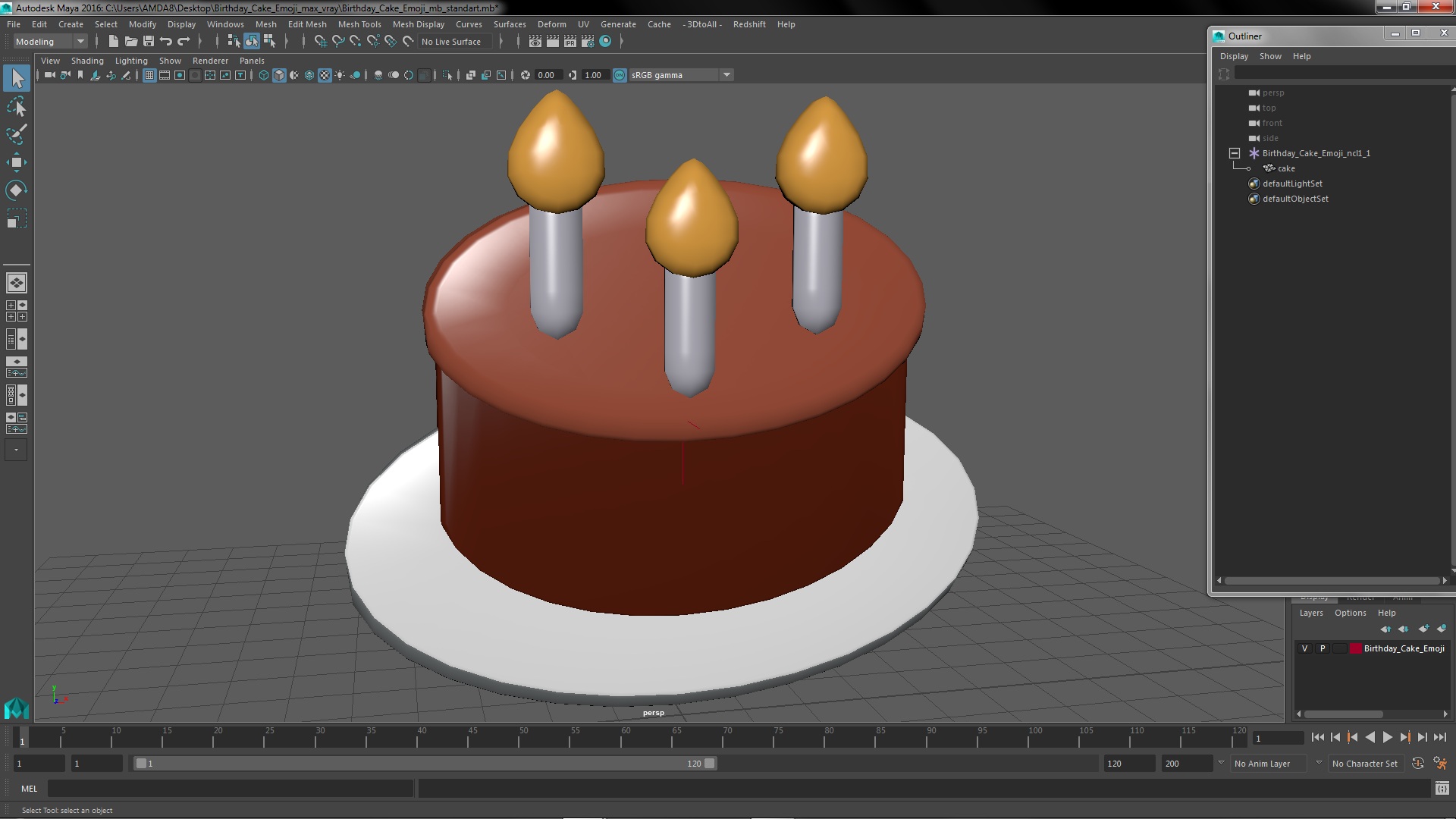 Birthday Cake Emoji 3D model