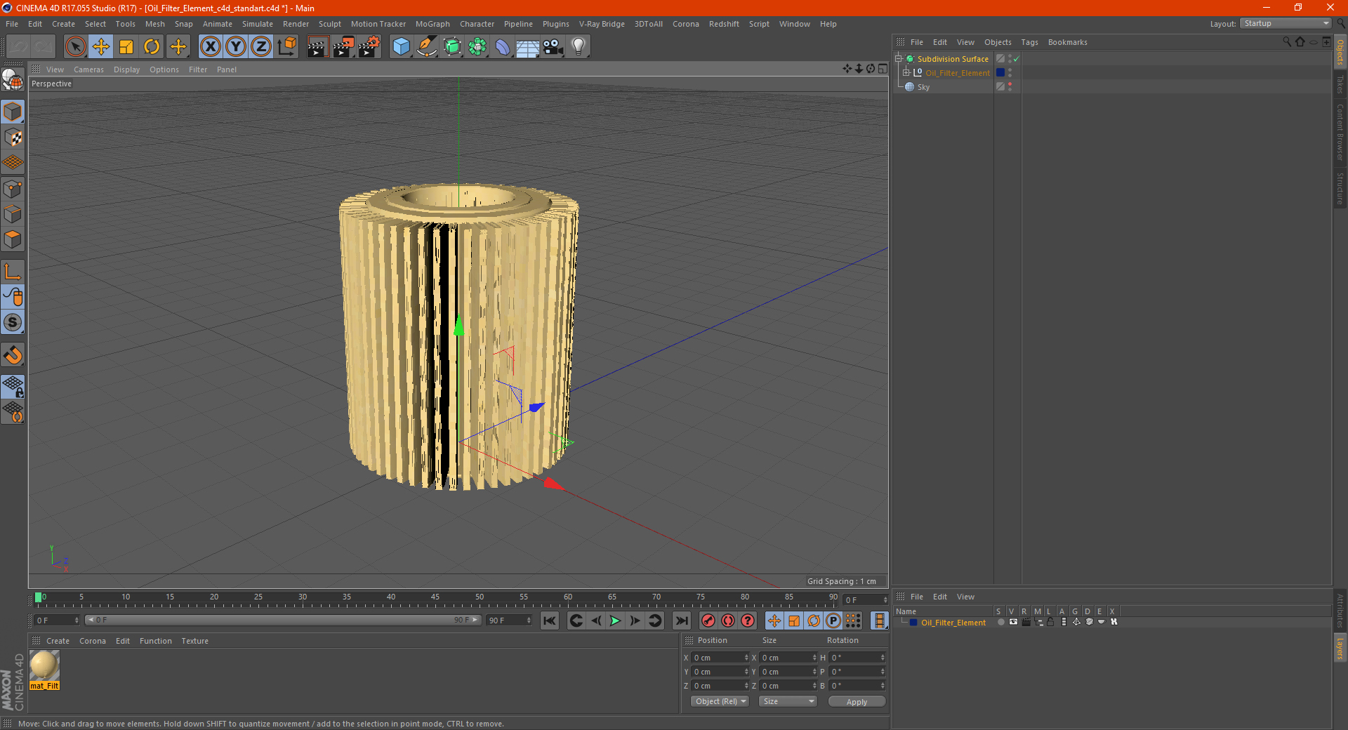 3D Oil Filter Element model