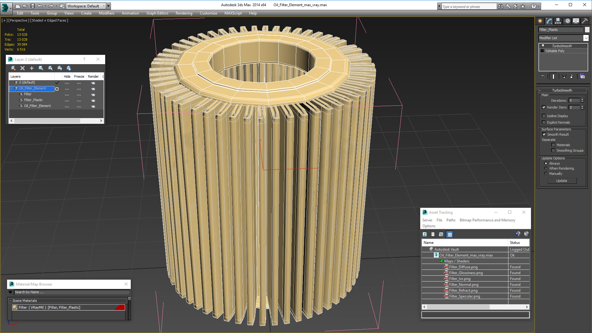 3D Oil Filter Element model