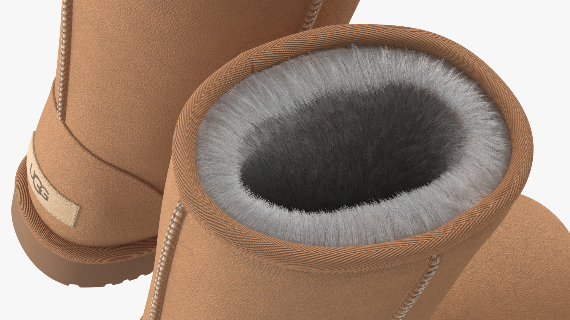 3D model Womens Short Boots UGG Australia Fur Chestnut