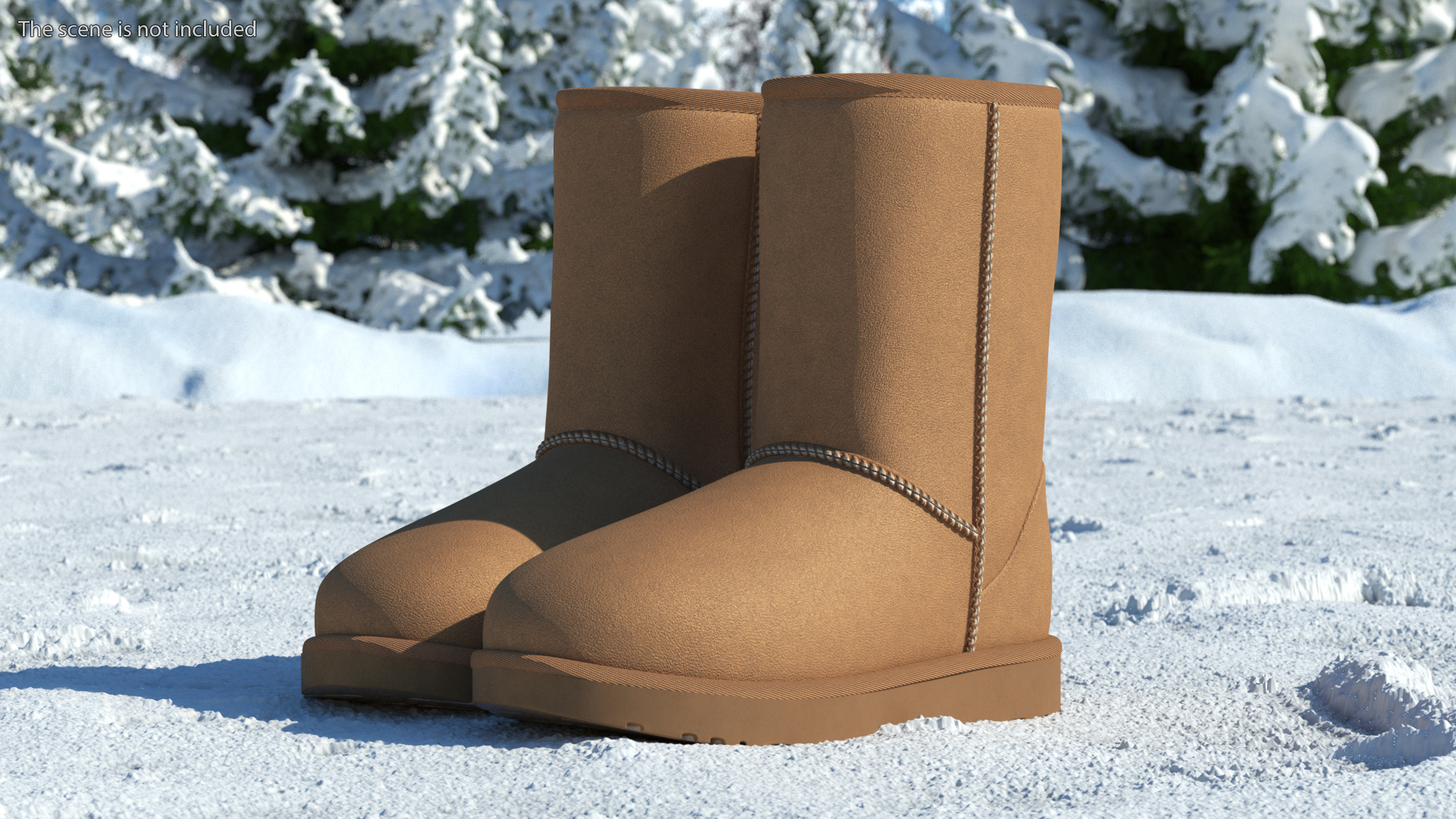 3D model Womens Short Boots UGG Australia Fur Chestnut