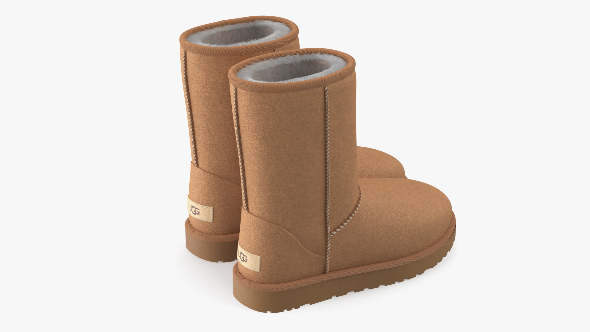 3D model Womens Short Boots UGG Australia Fur Chestnut