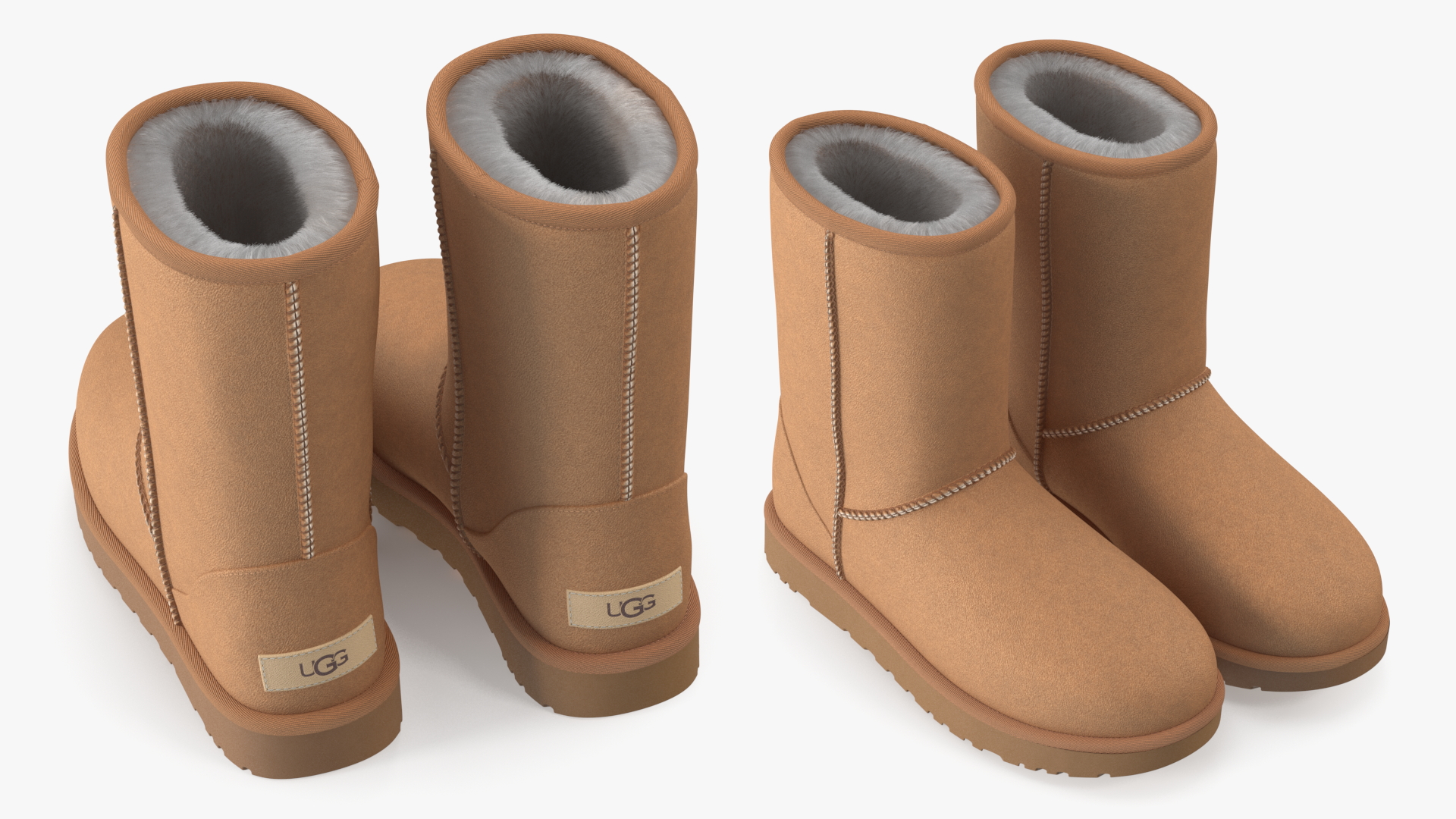 3D model Womens Short Boots UGG Australia Fur Chestnut