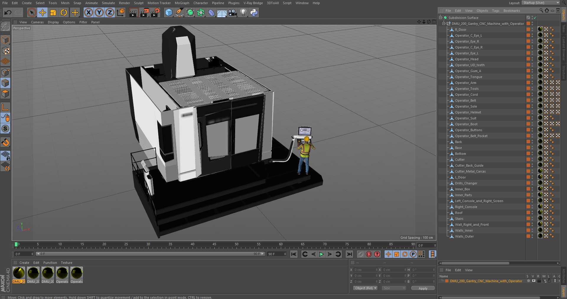 3D model DMU 200 Gantry CNC Machine with Operator