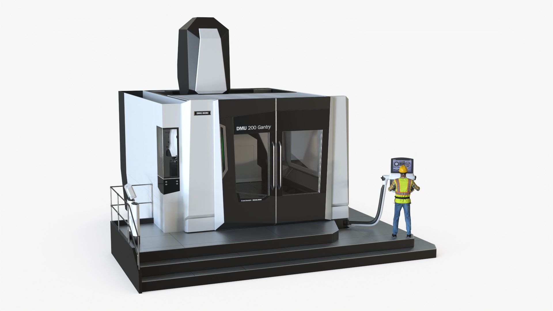 3D model DMU 200 Gantry CNC Machine with Operator