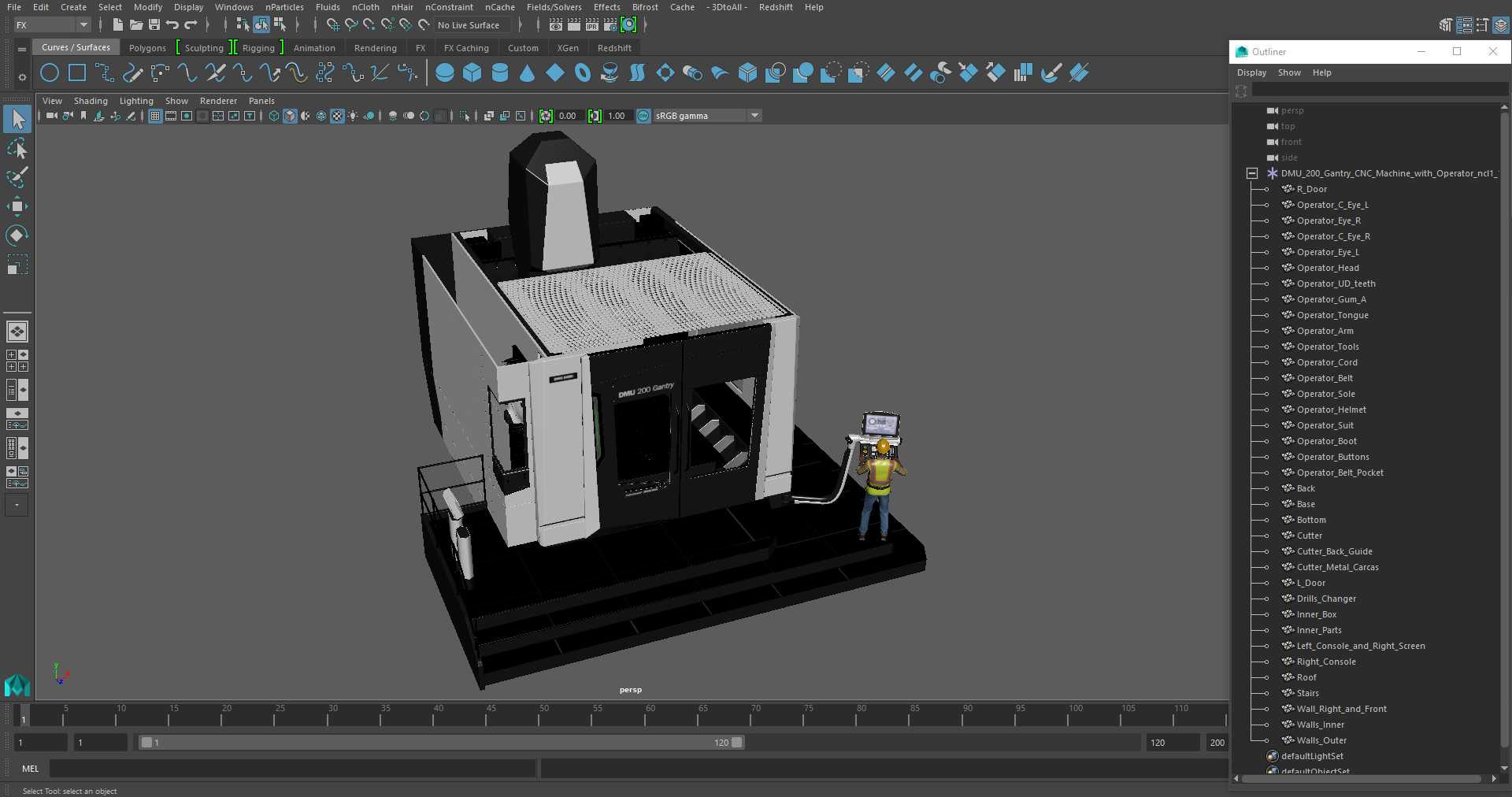 3D model DMU 200 Gantry CNC Machine with Operator