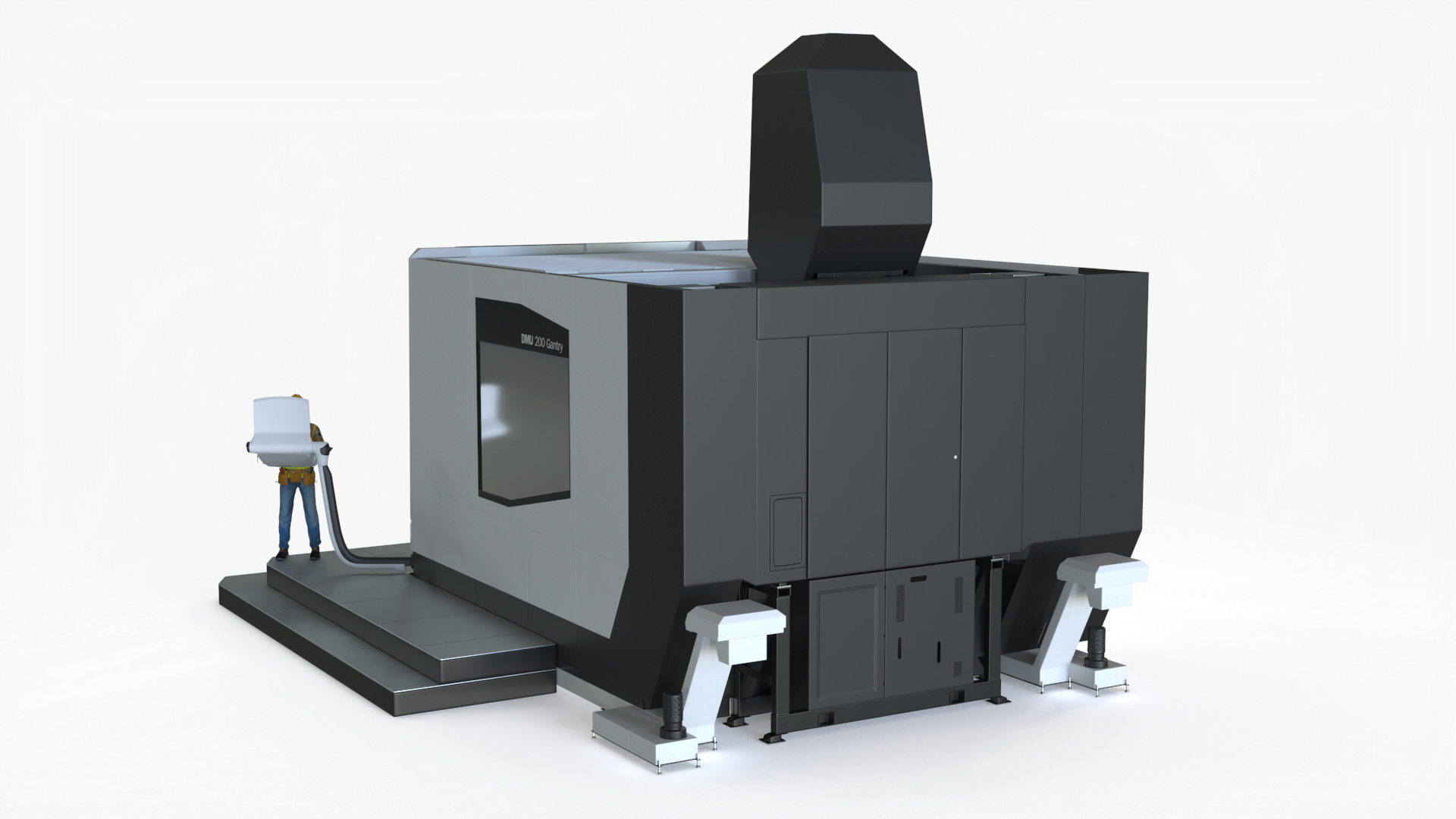 3D model DMU 200 Gantry CNC Machine with Operator