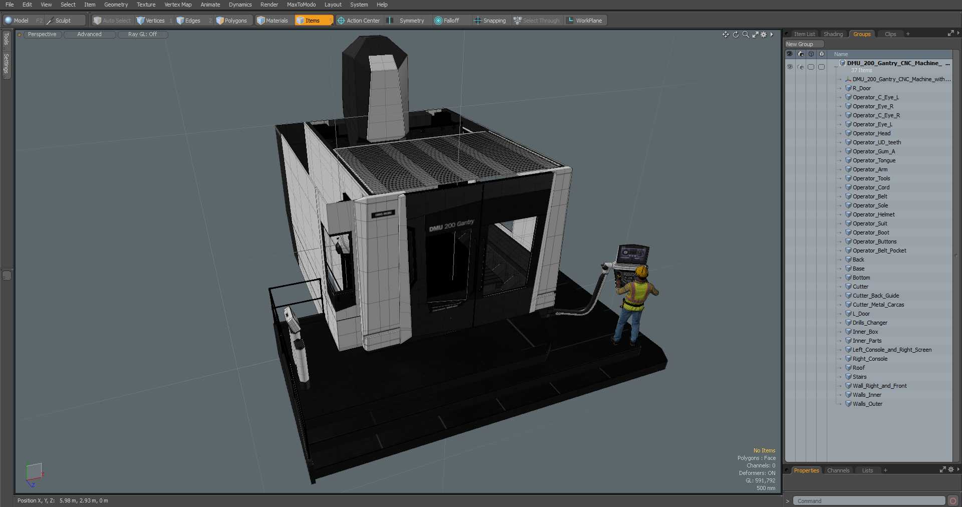 3D model DMU 200 Gantry CNC Machine with Operator