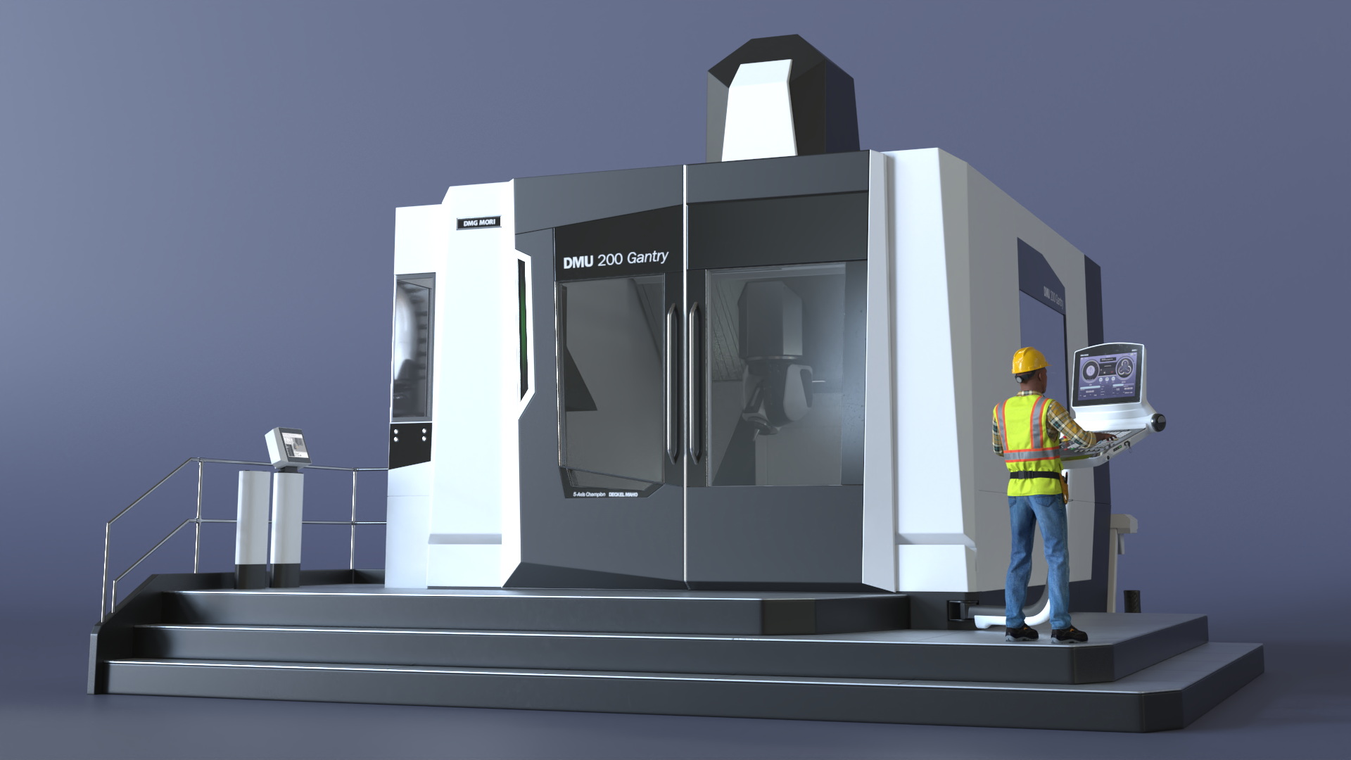 3D model DMU 200 Gantry CNC Machine with Operator