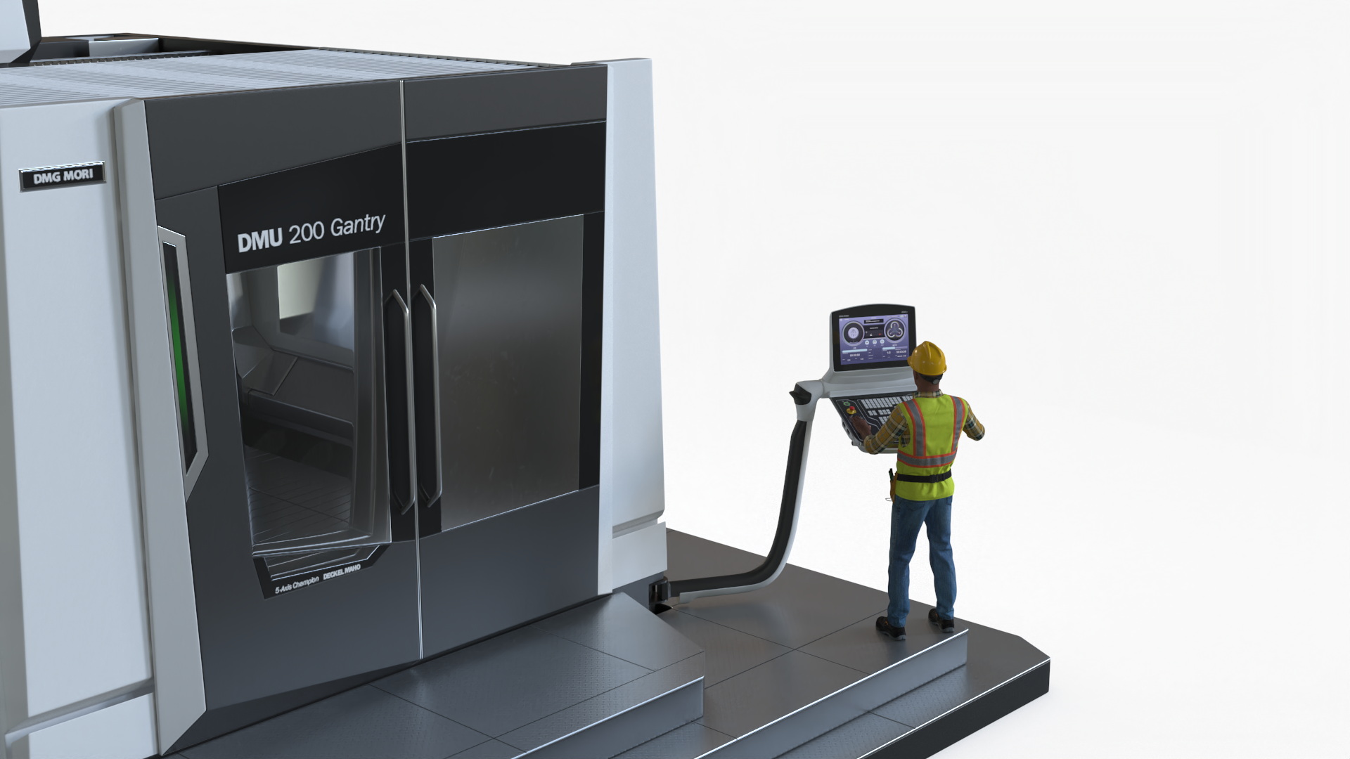 3D model DMU 200 Gantry CNC Machine with Operator