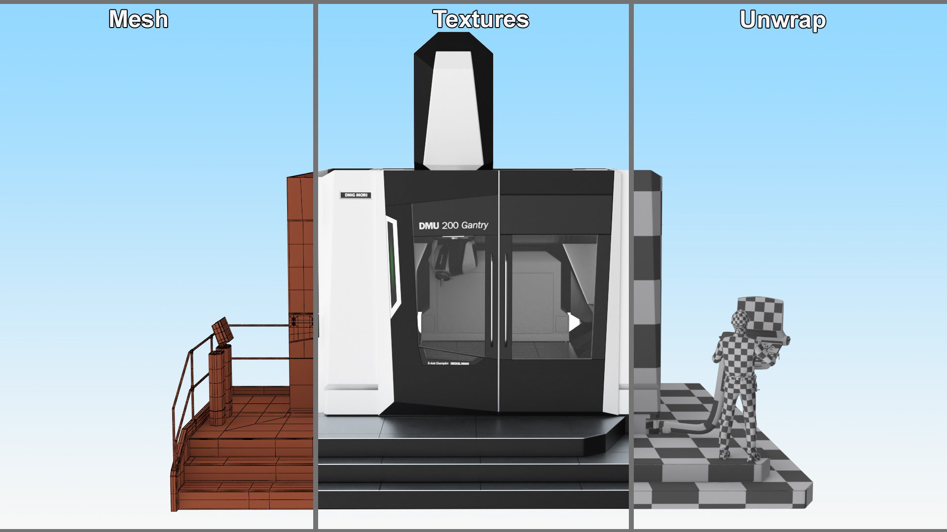 3D model DMU 200 Gantry CNC Machine with Operator