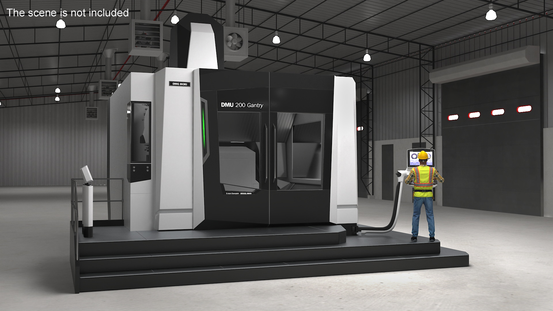 3D model DMU 200 Gantry CNC Machine with Operator