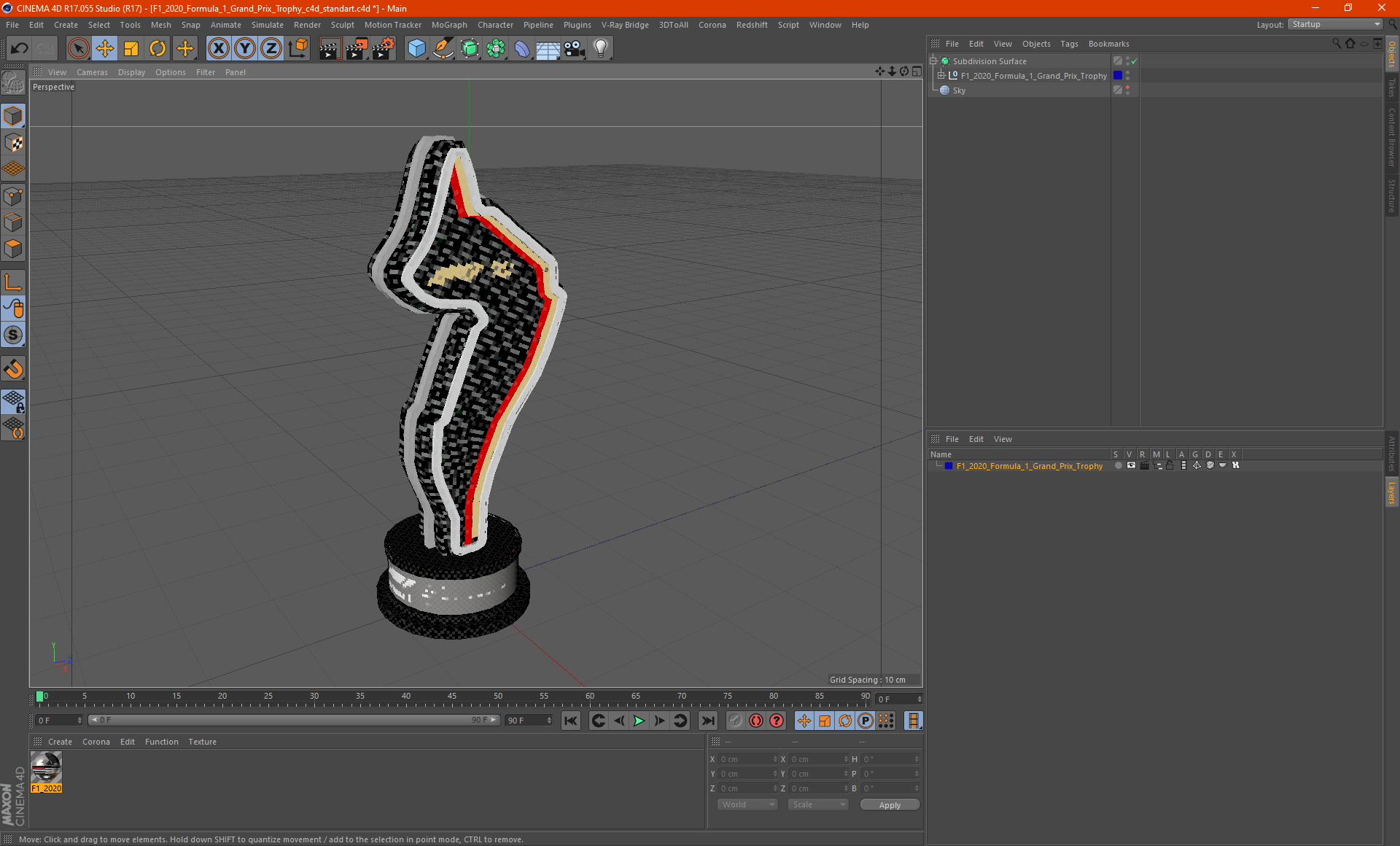 3D model F1 2020 Formula 1 Grand Prix Trophy