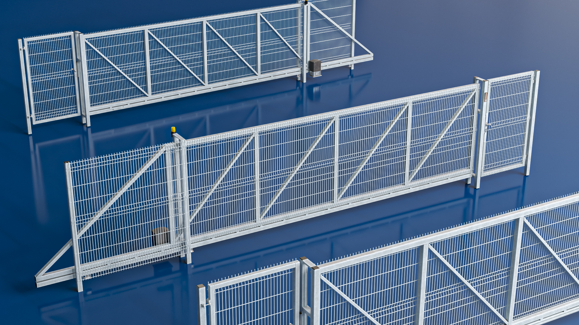 3D model Industrial Rolling Gates with Fence