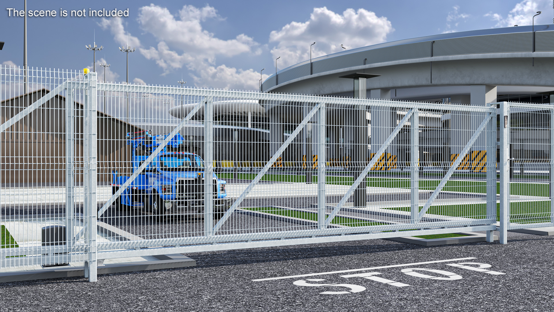 3D model Industrial Rolling Gates with Fence