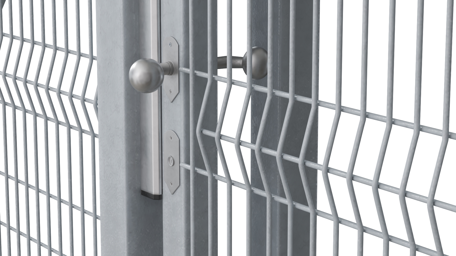 3D model Industrial Rolling Gates with Fence