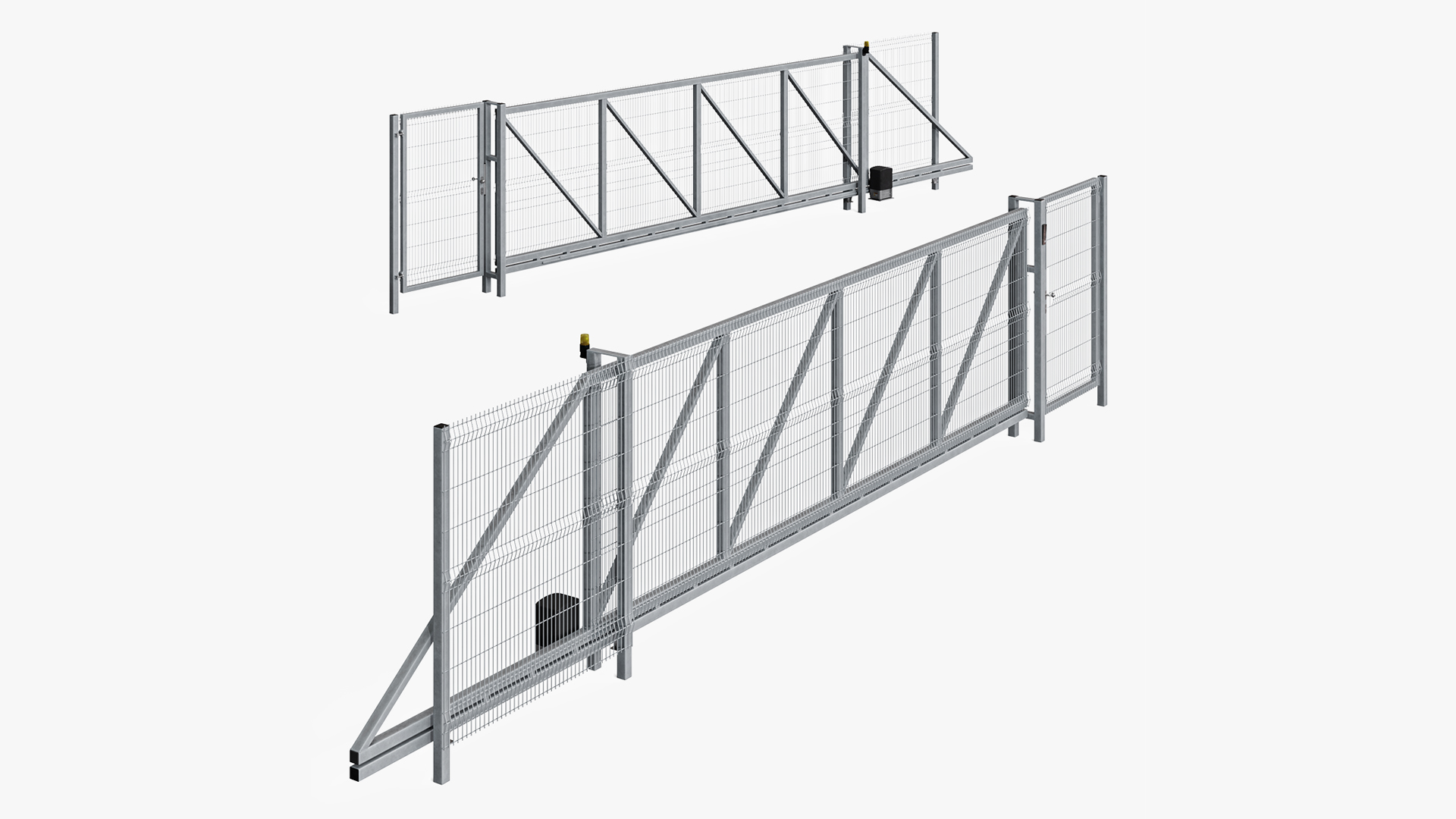 3D model Industrial Rolling Gates with Fence