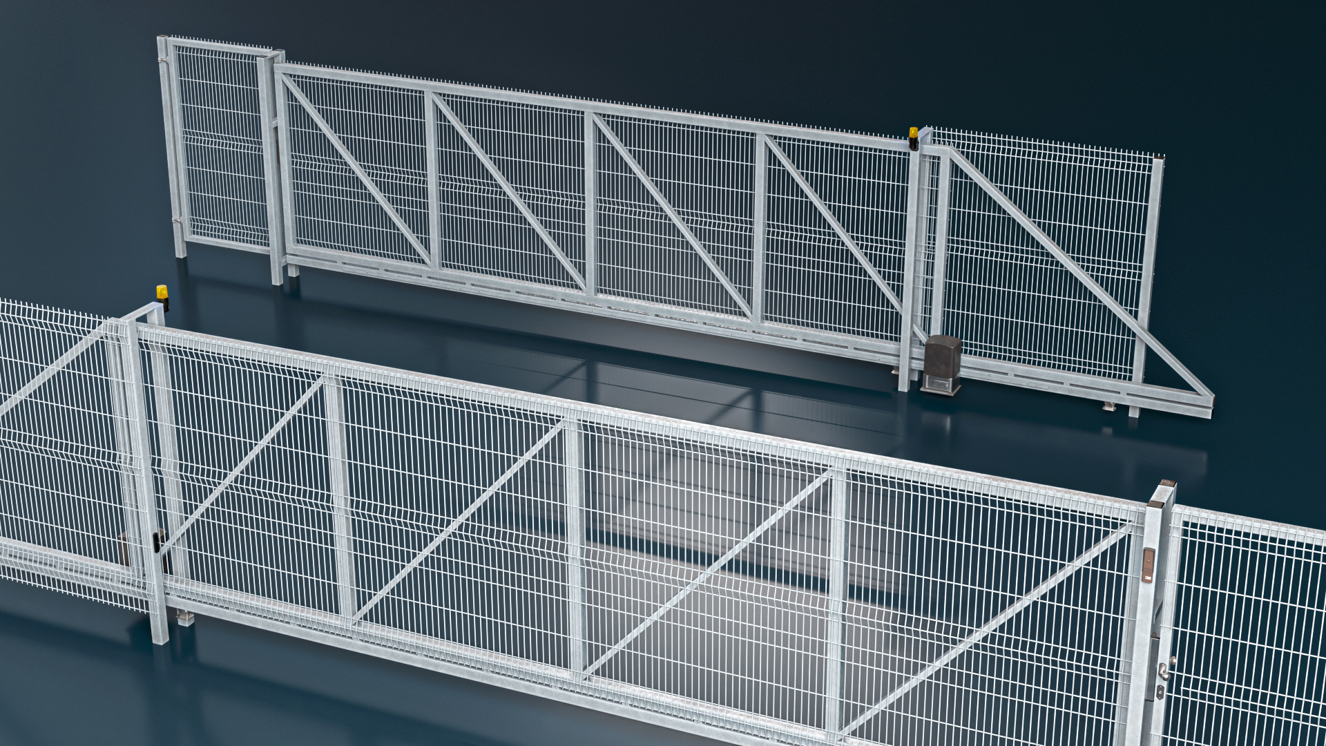 3D model Industrial Rolling Gates with Fence