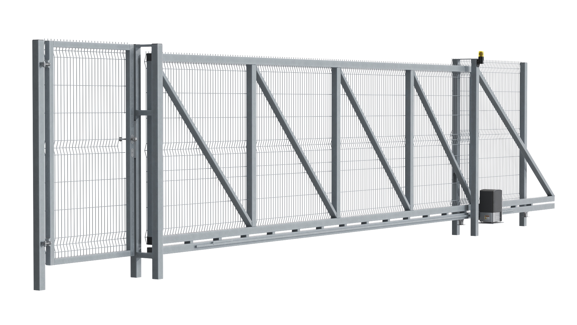 3D model Industrial Rolling Gates with Fence