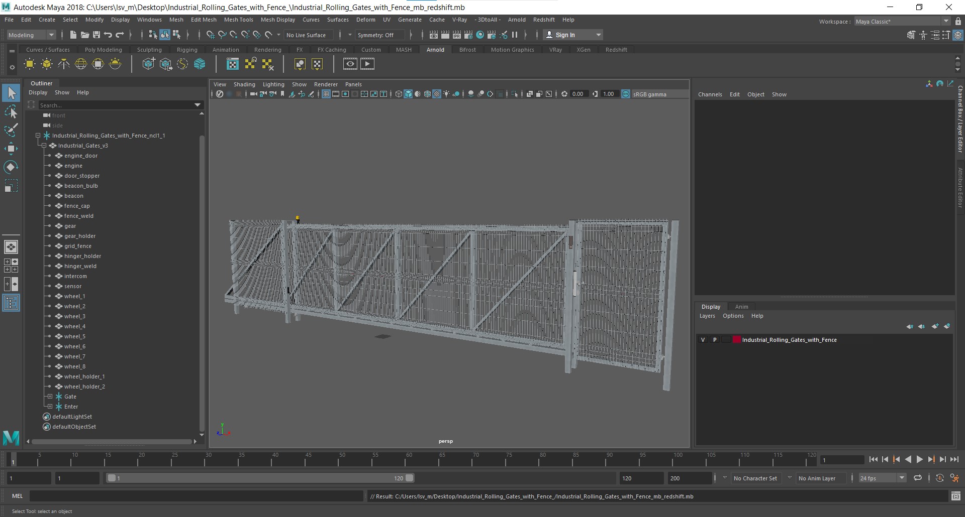 3D model Industrial Rolling Gates with Fence