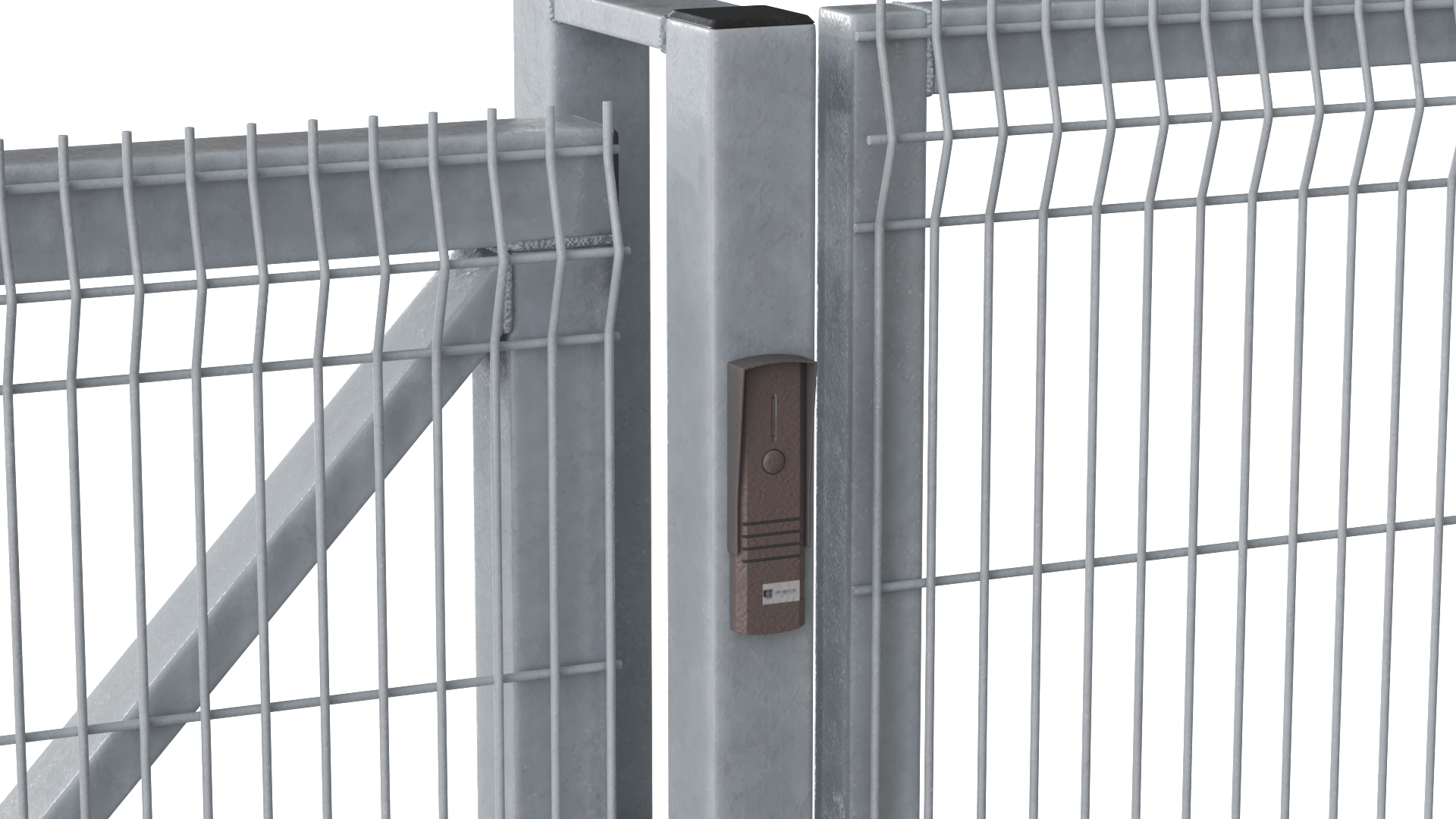 3D model Industrial Rolling Gates with Fence