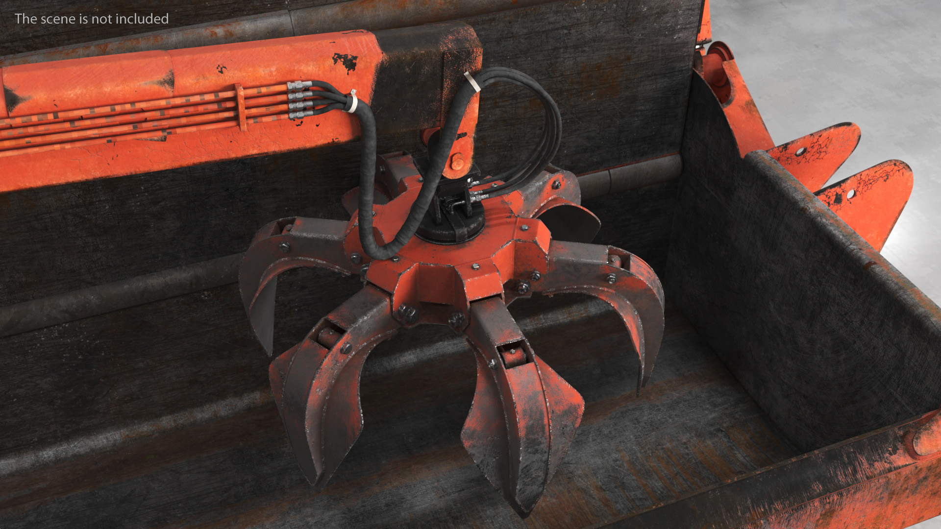 Hydraulic Scrap Grapple Old Rigged 3D model