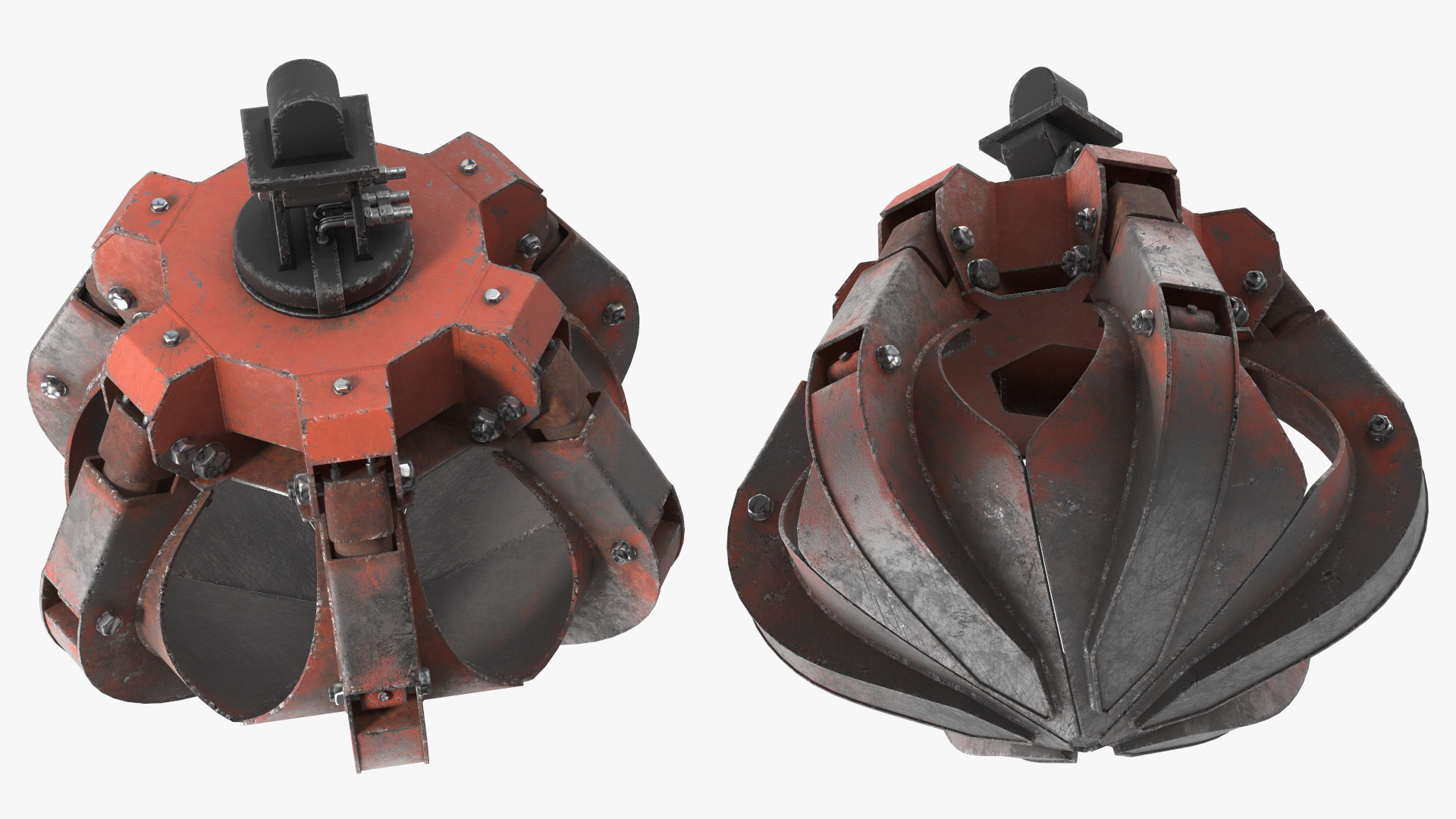 Hydraulic Scrap Grapple Old Rigged 3D model