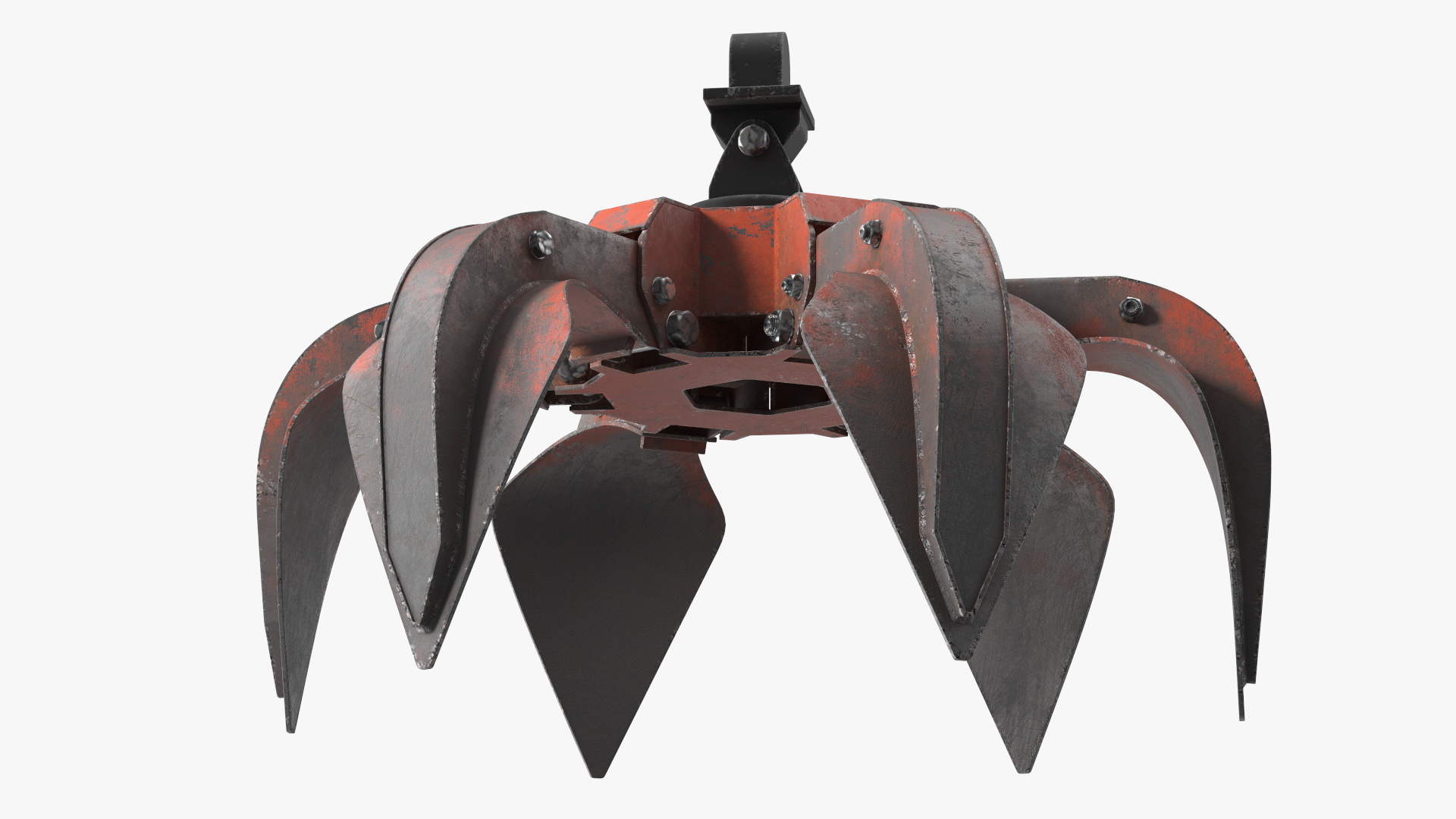 Hydraulic Scrap Grapple Old Rigged 3D model