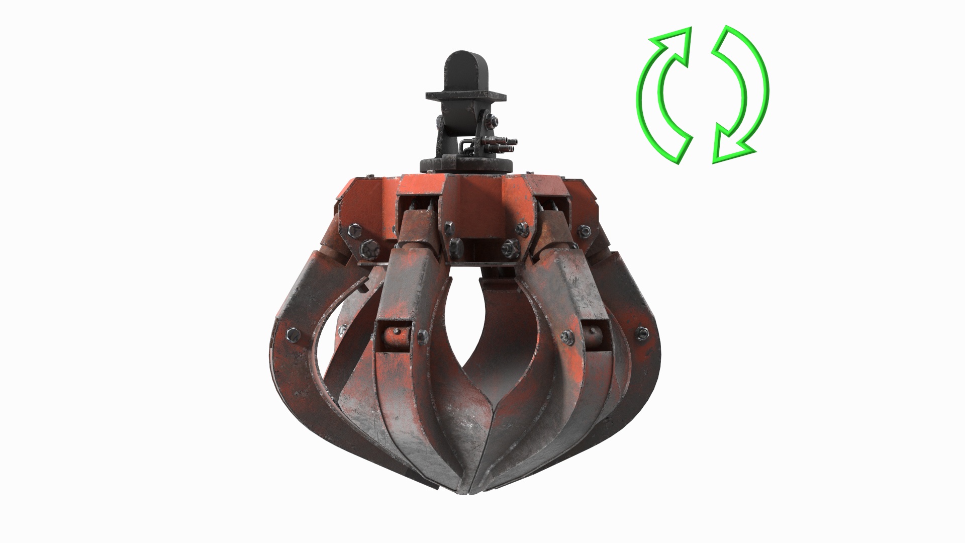 Hydraulic Scrap Grapple Old Rigged 3D model