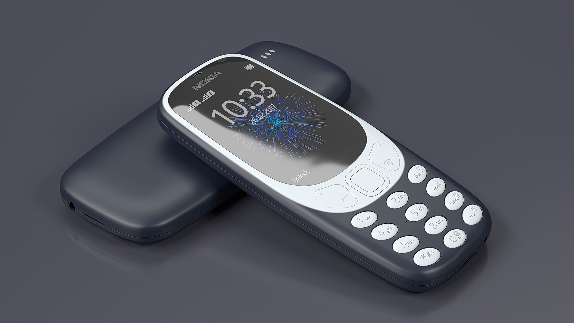 Blue Nokia 3310 New Lights On 3D model