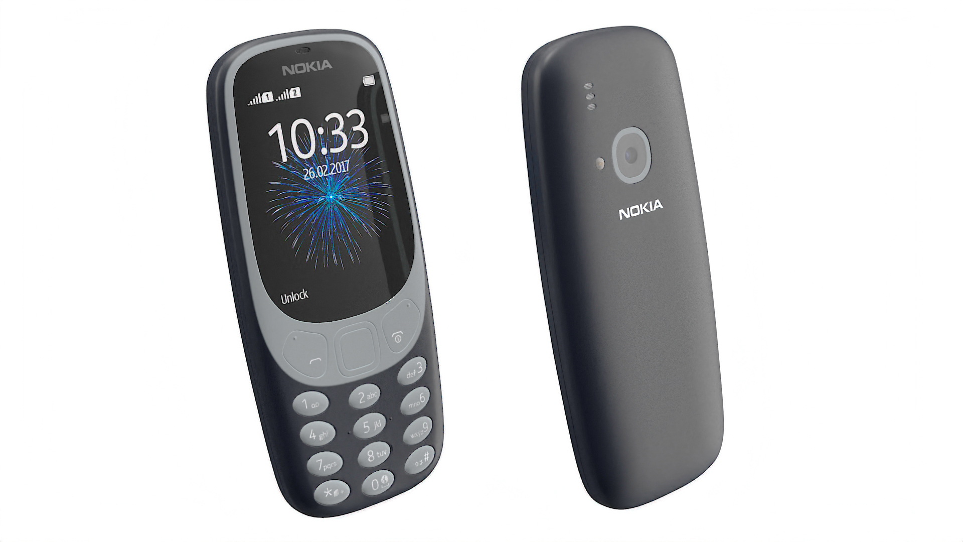 Blue Nokia 3310 New Lights On 3D model