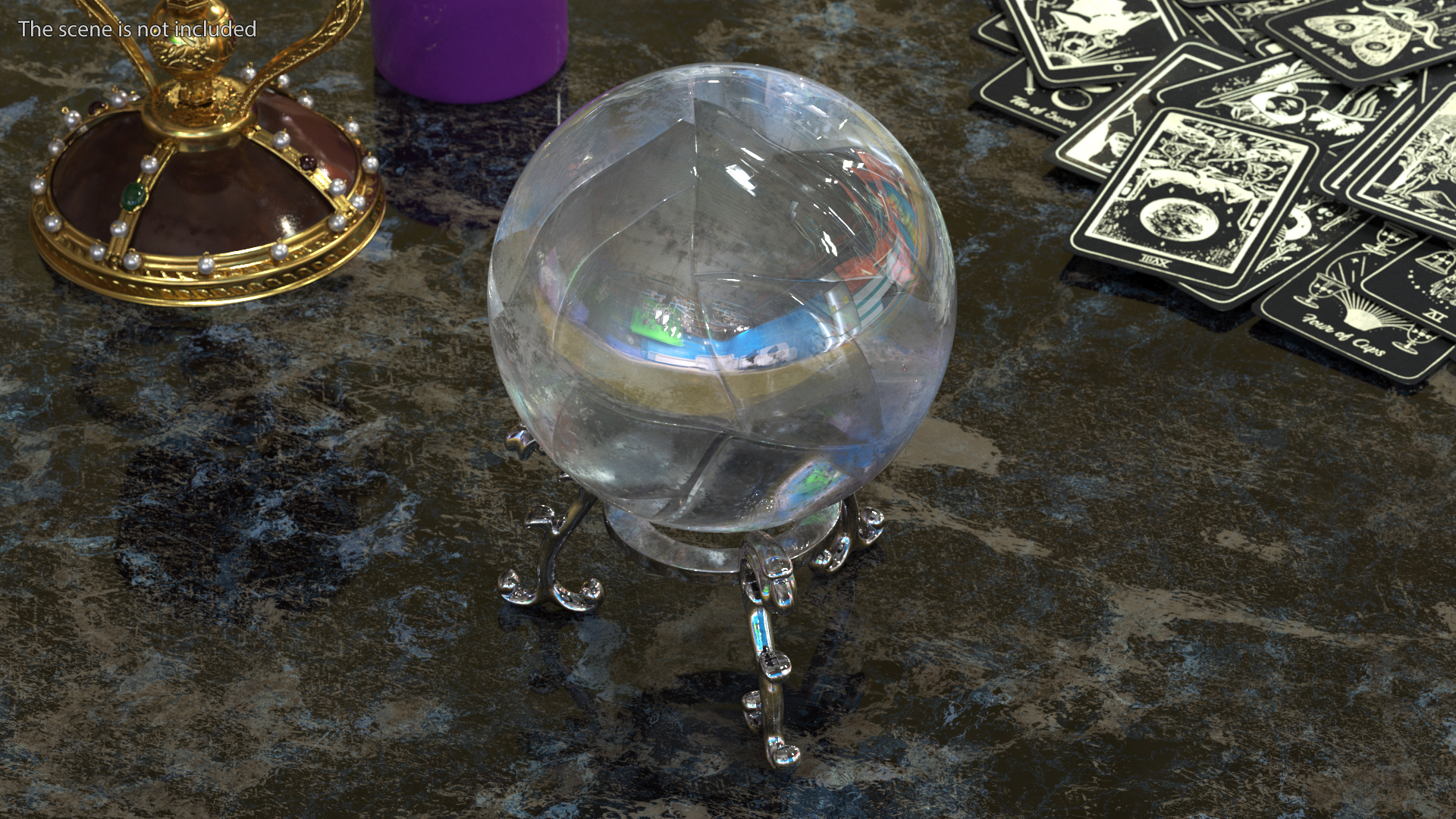 Quartz Crystal Sphere on Silver Stand 3D