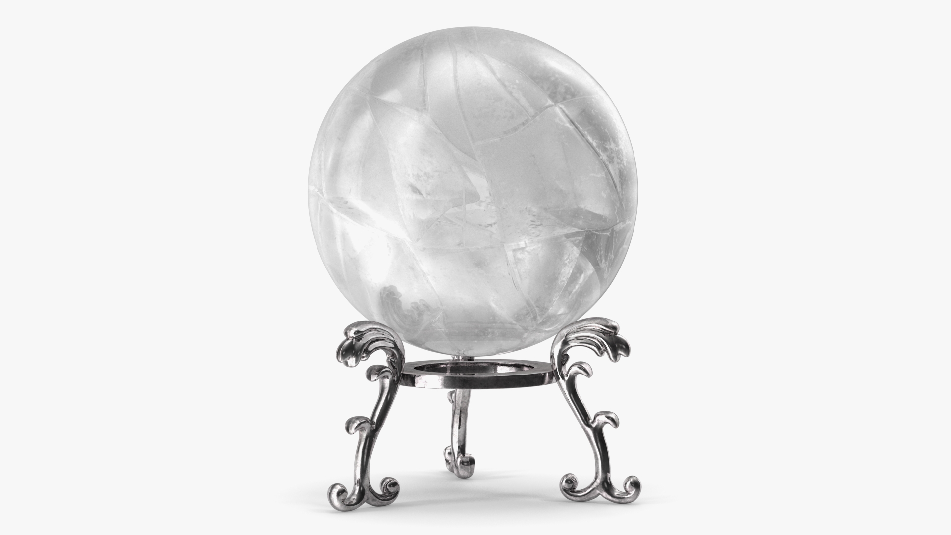 Quartz Crystal Sphere on Silver Stand 3D