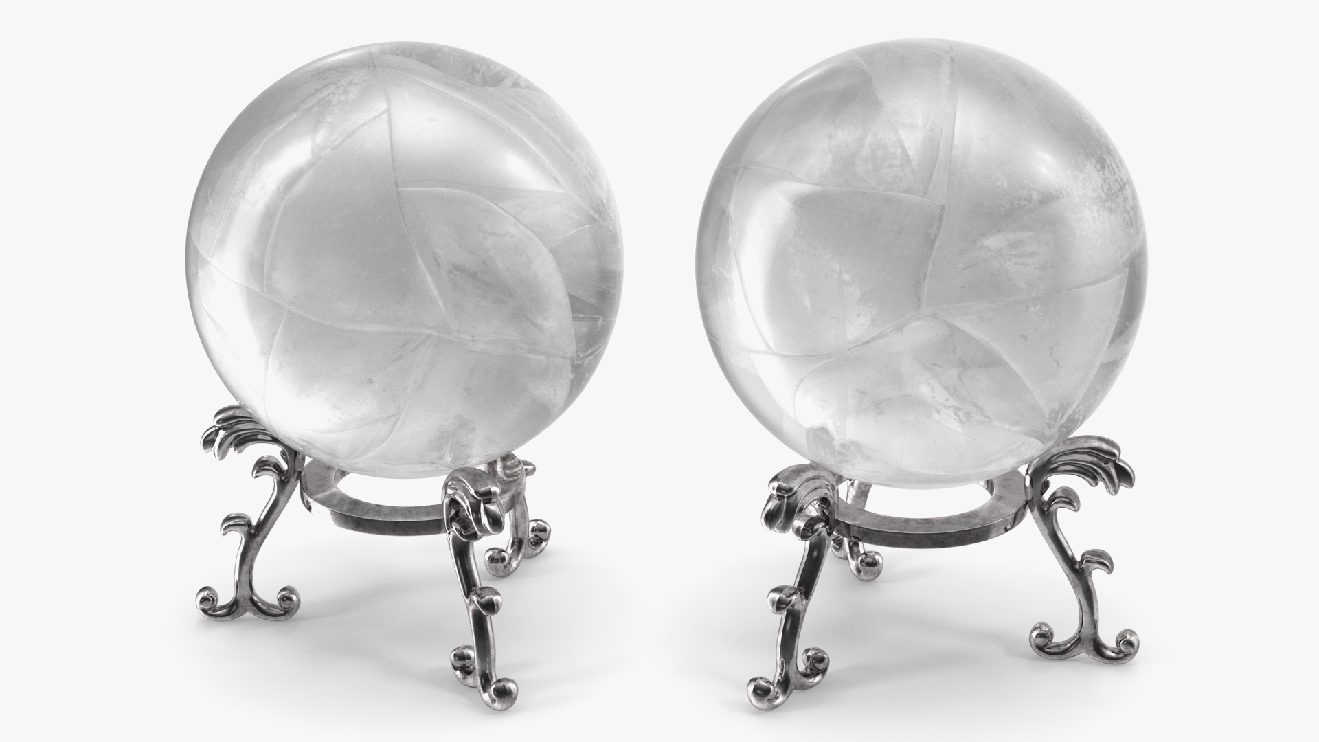 Quartz Crystal Sphere on Silver Stand 3D